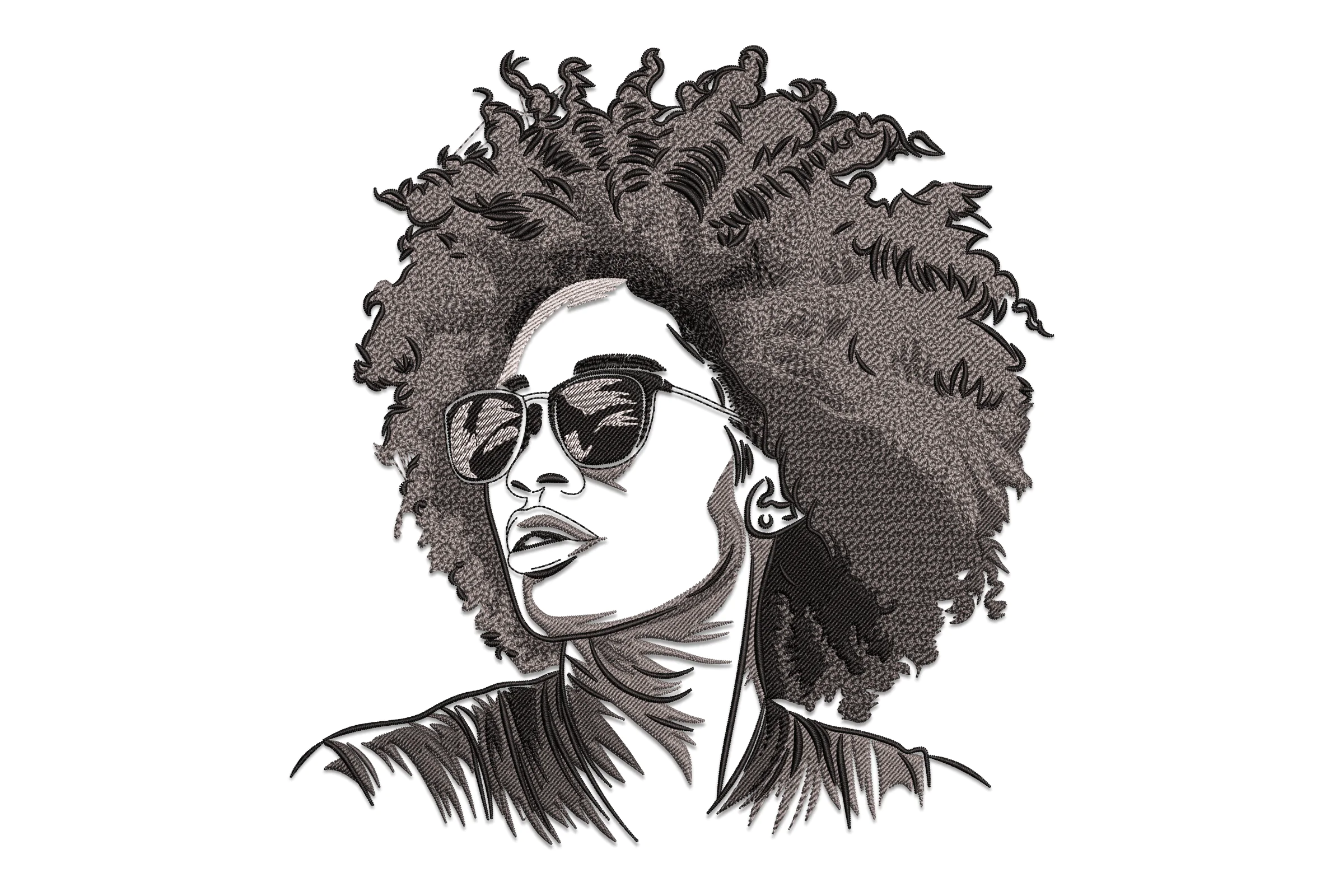 Bold Afro Glam Embroidery Design