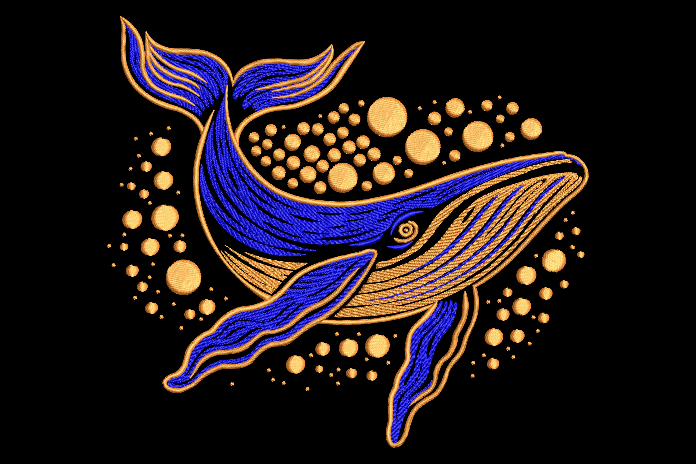 Deep Sea Whale Embroidery Design