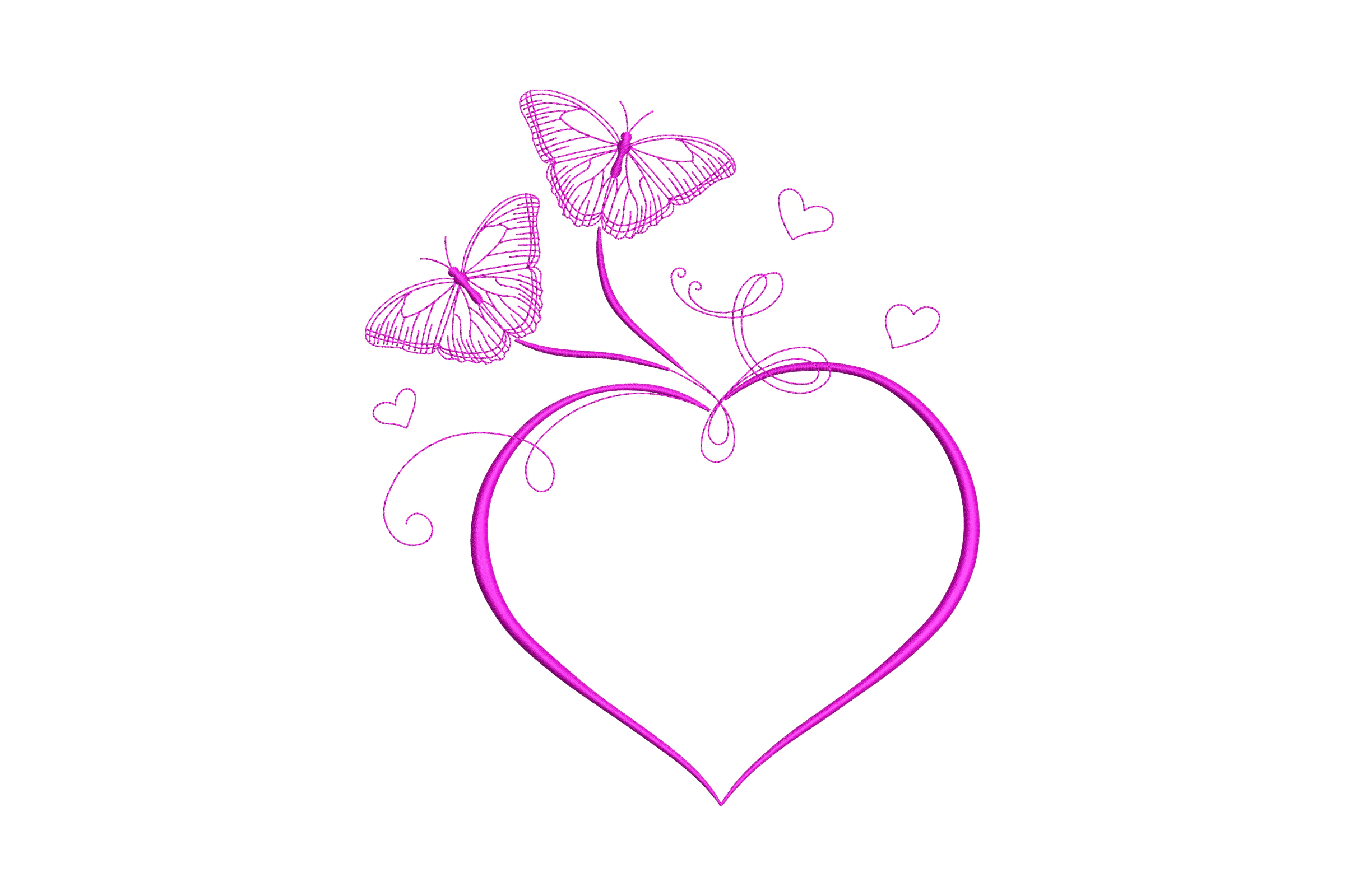 Heart Butterfly Frame Embroidery Design