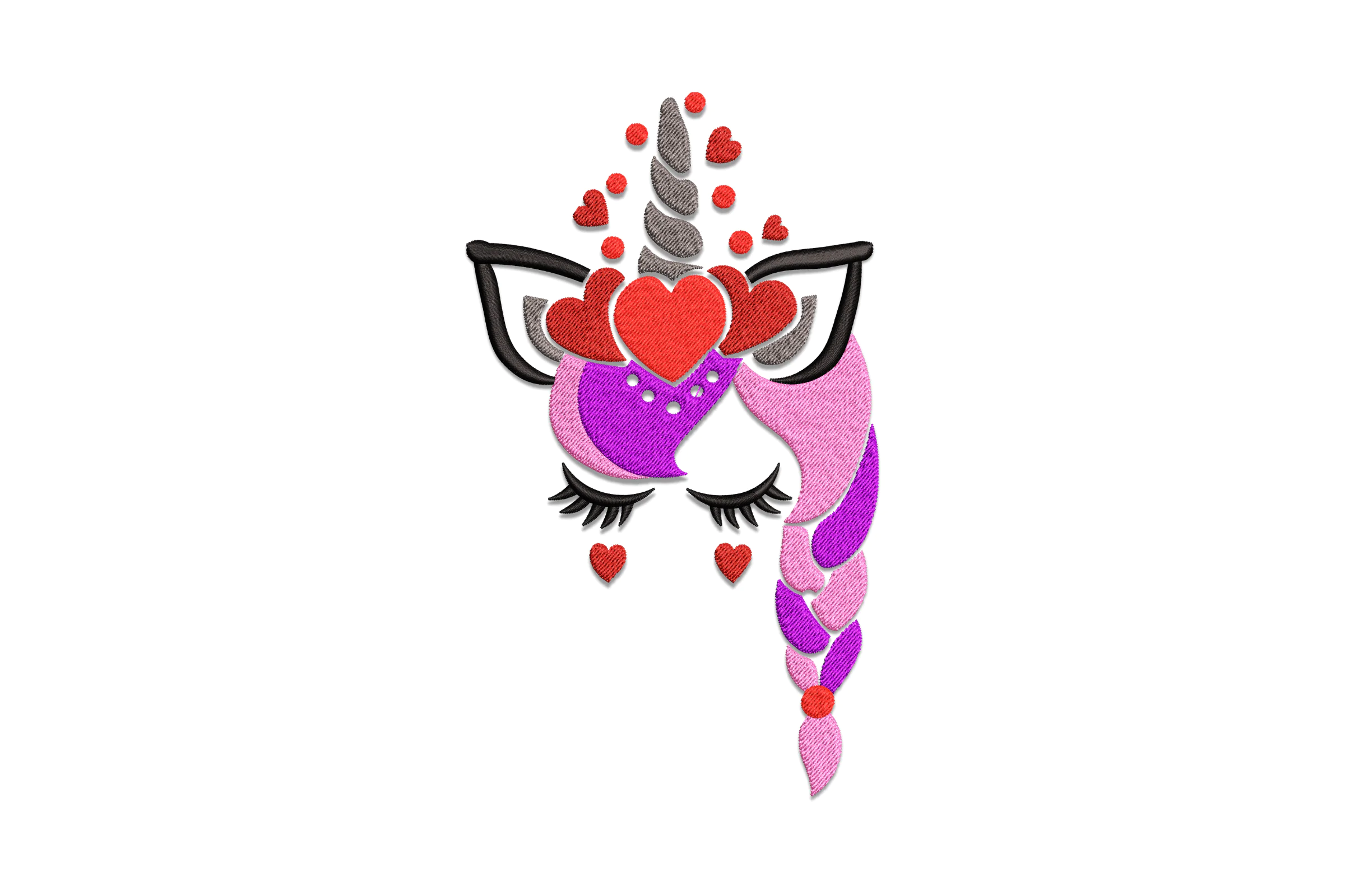 Unicorn With Hearts Embroidery Design