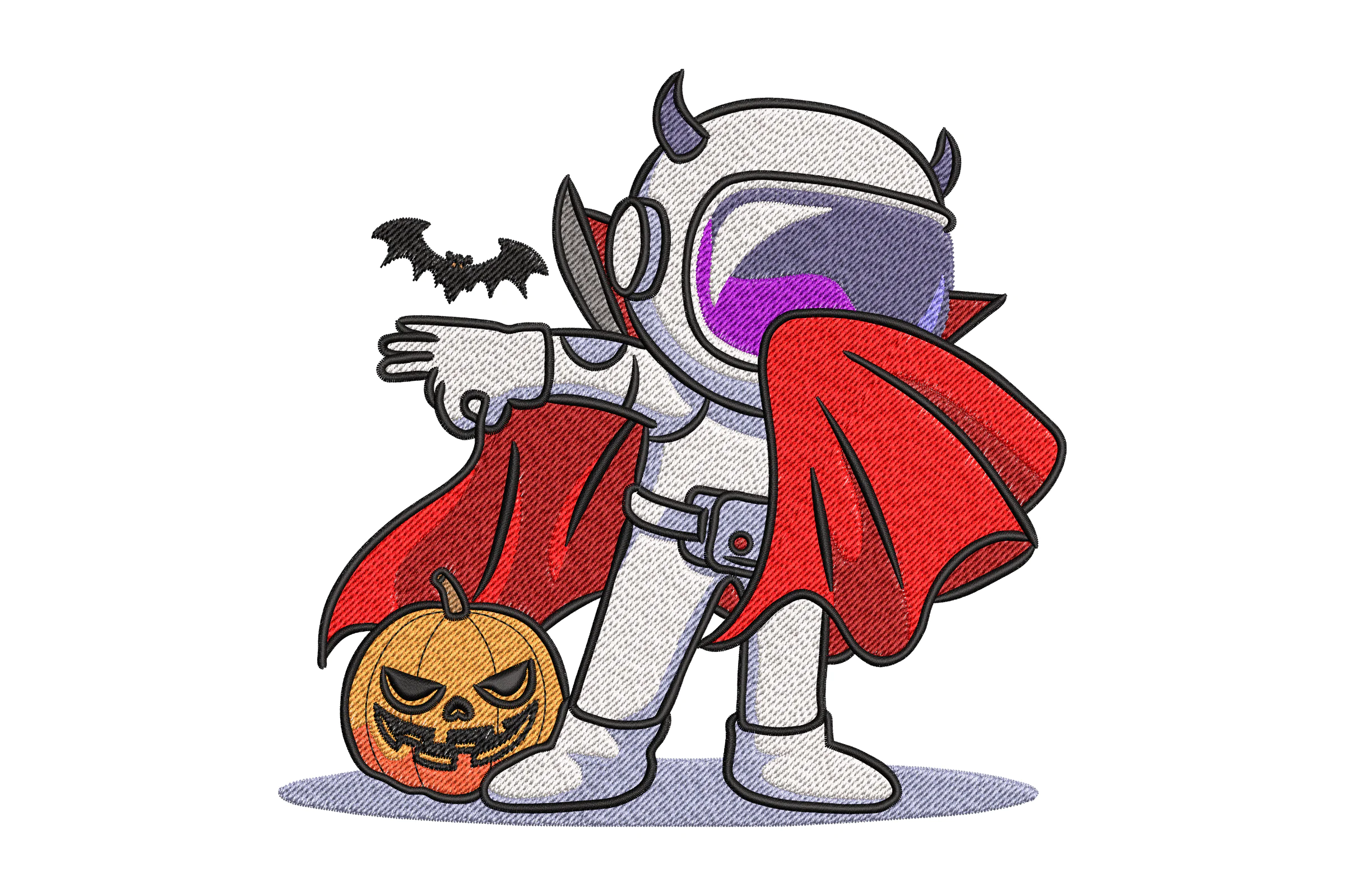 Astronaut with Pumpkin Embroidery Design