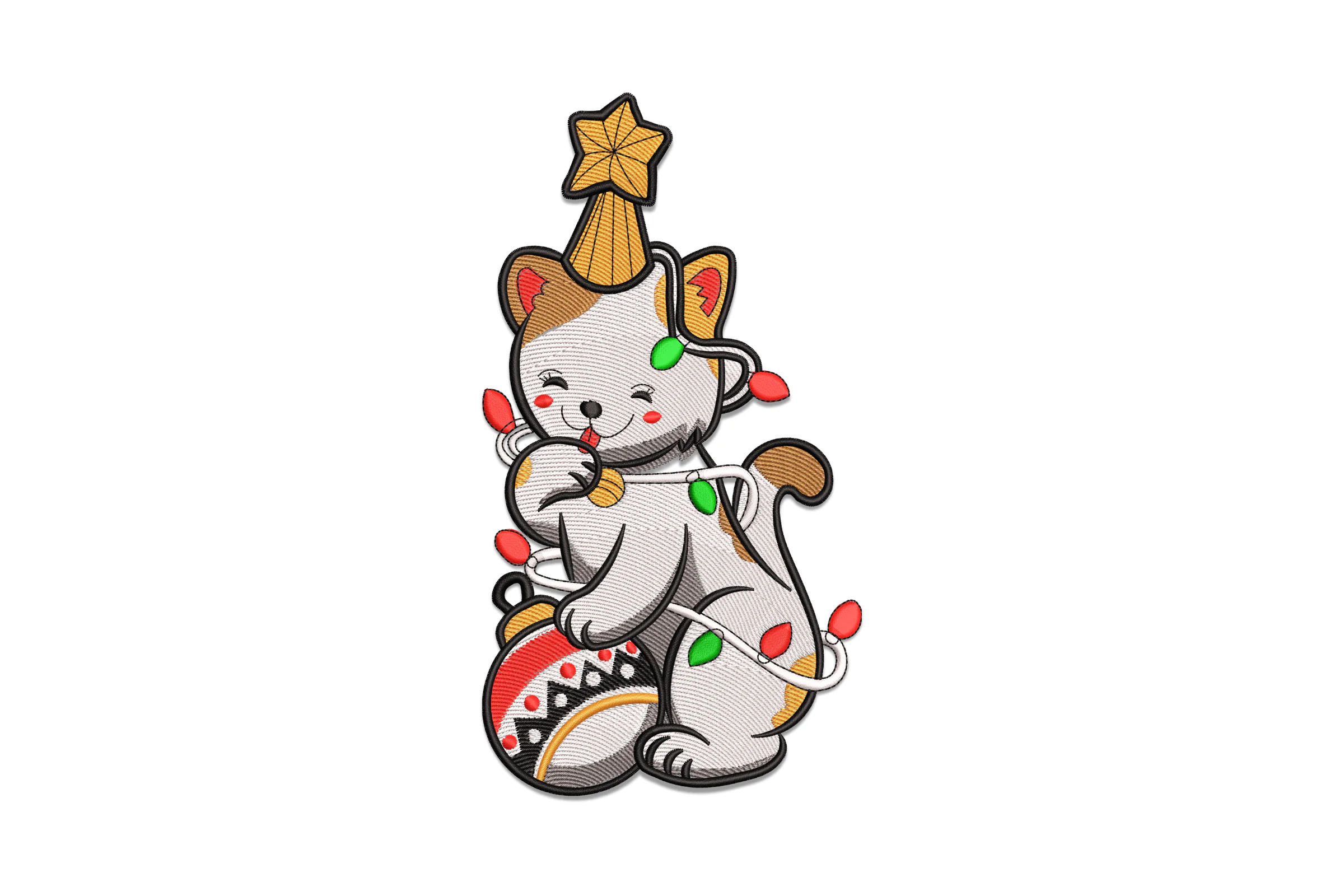 Christmas Cat - Machine Applique Embroidery Design