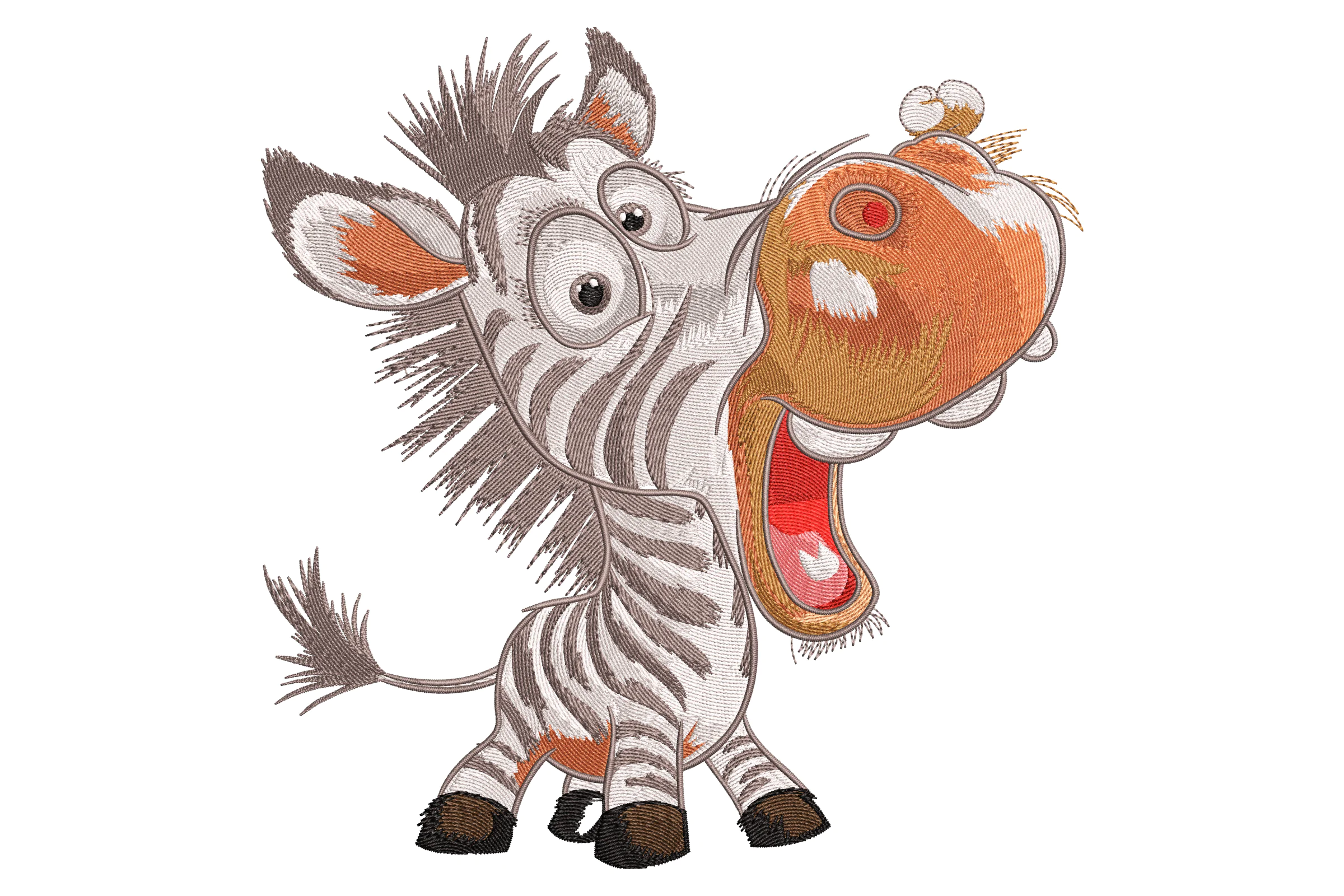 Cute Funny Zebra Embroidery Design