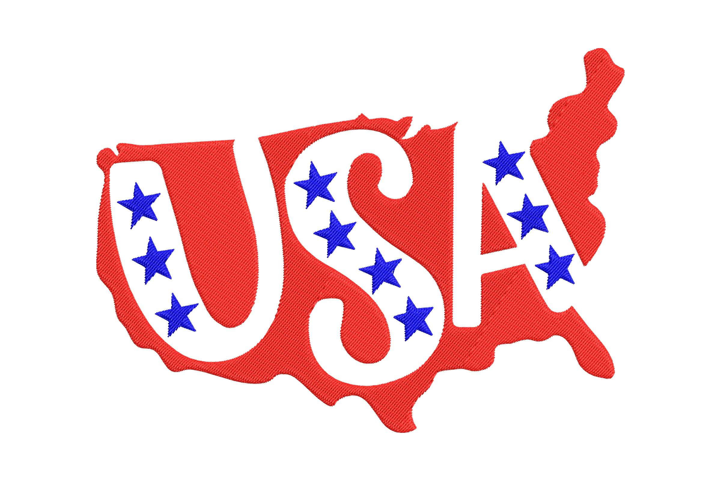 USA Map Outline with Stars Embroidery Design