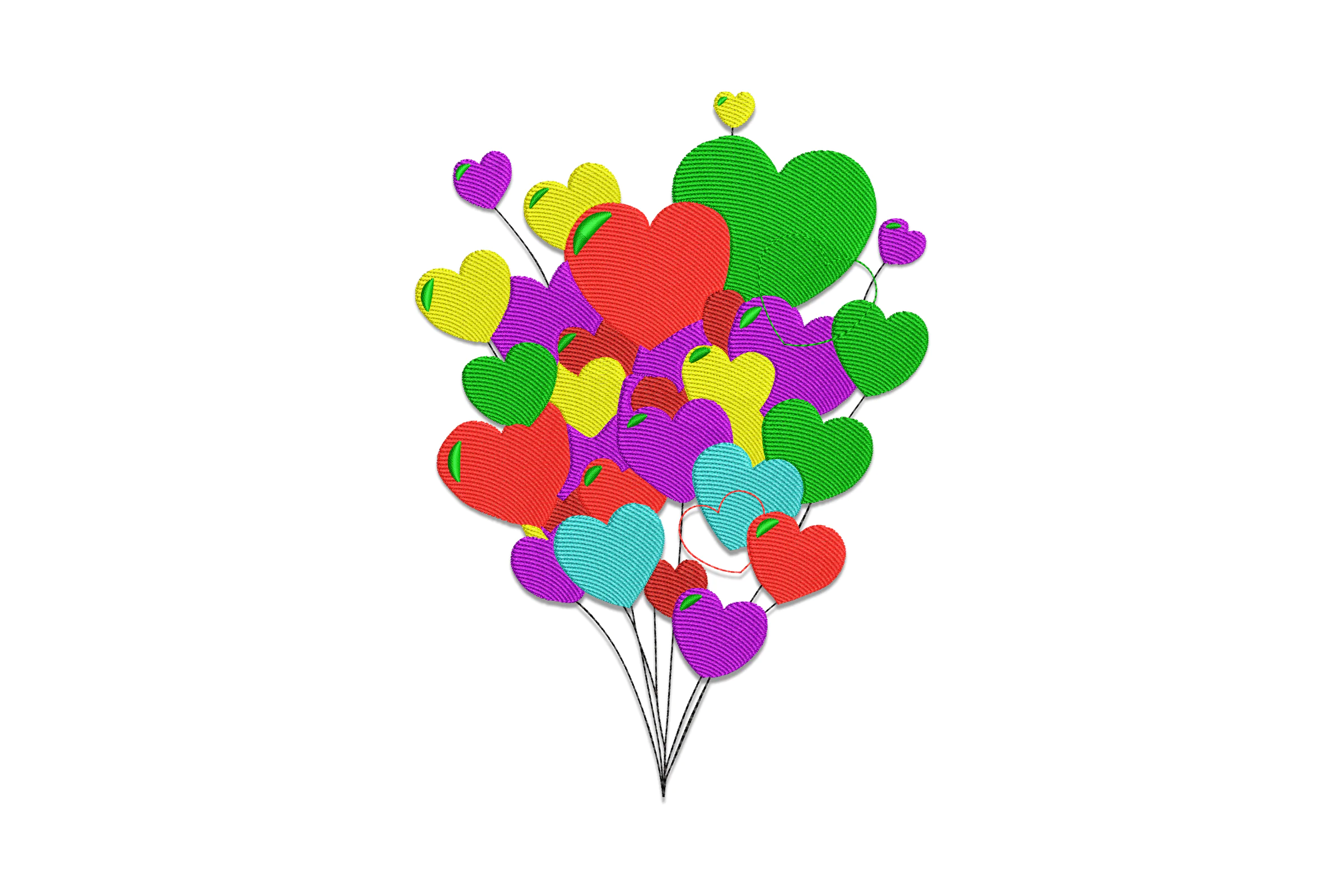 Heart Balloons Embroidery Design Pattern