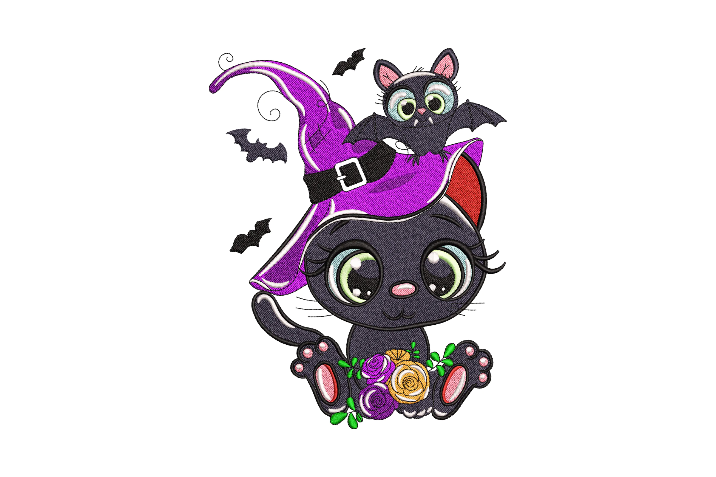Halloween Cat Hat Embroidery Design