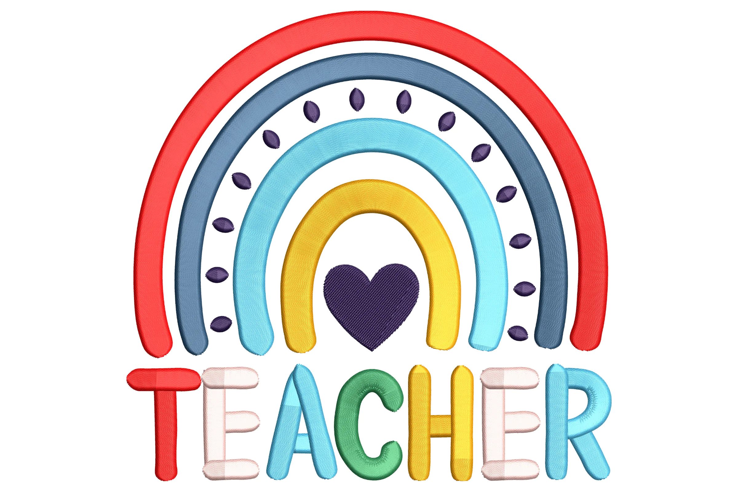 Teacher Rainbow Machine Embroidery Design