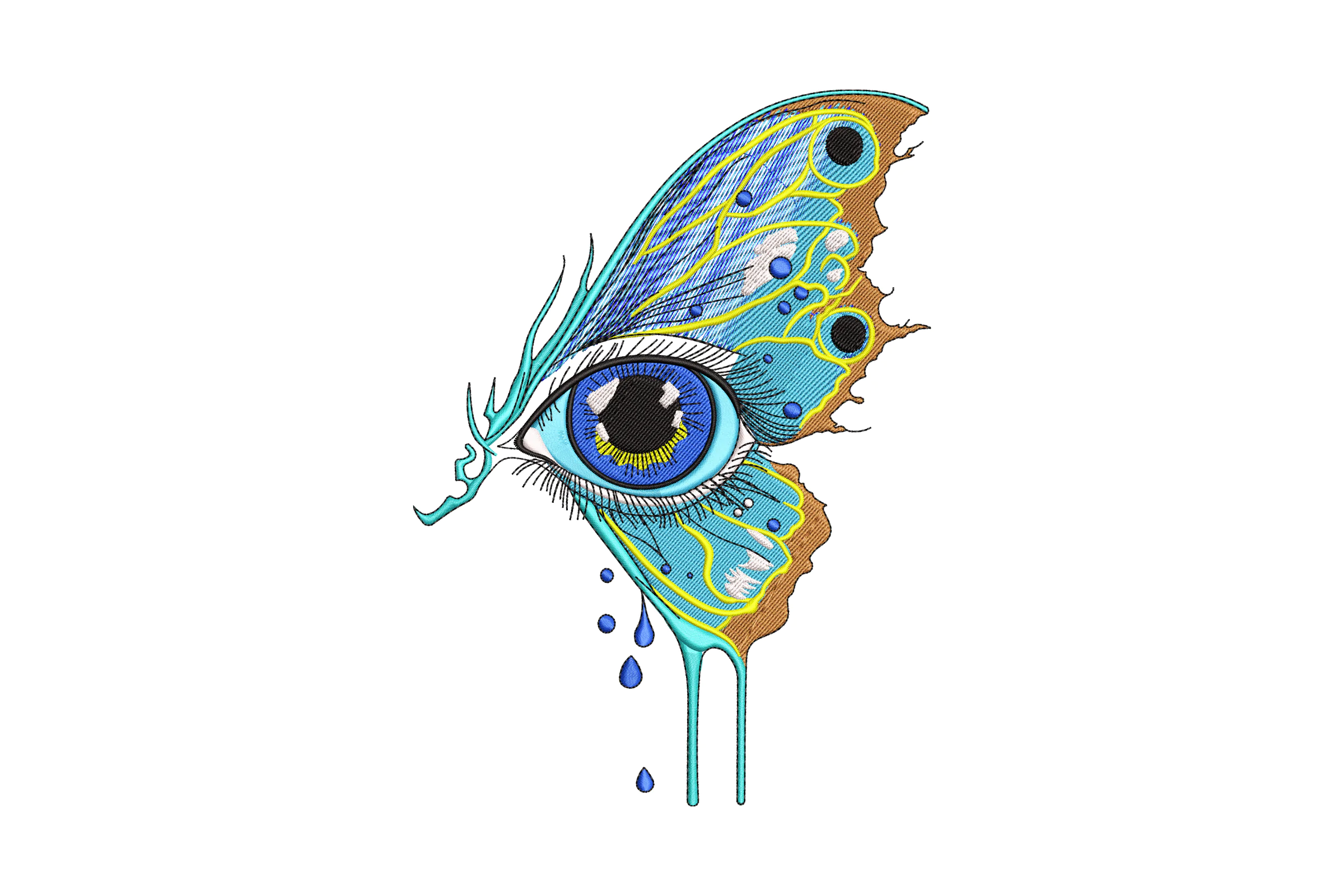 Eye with Butterfly Machine Embroidery Design