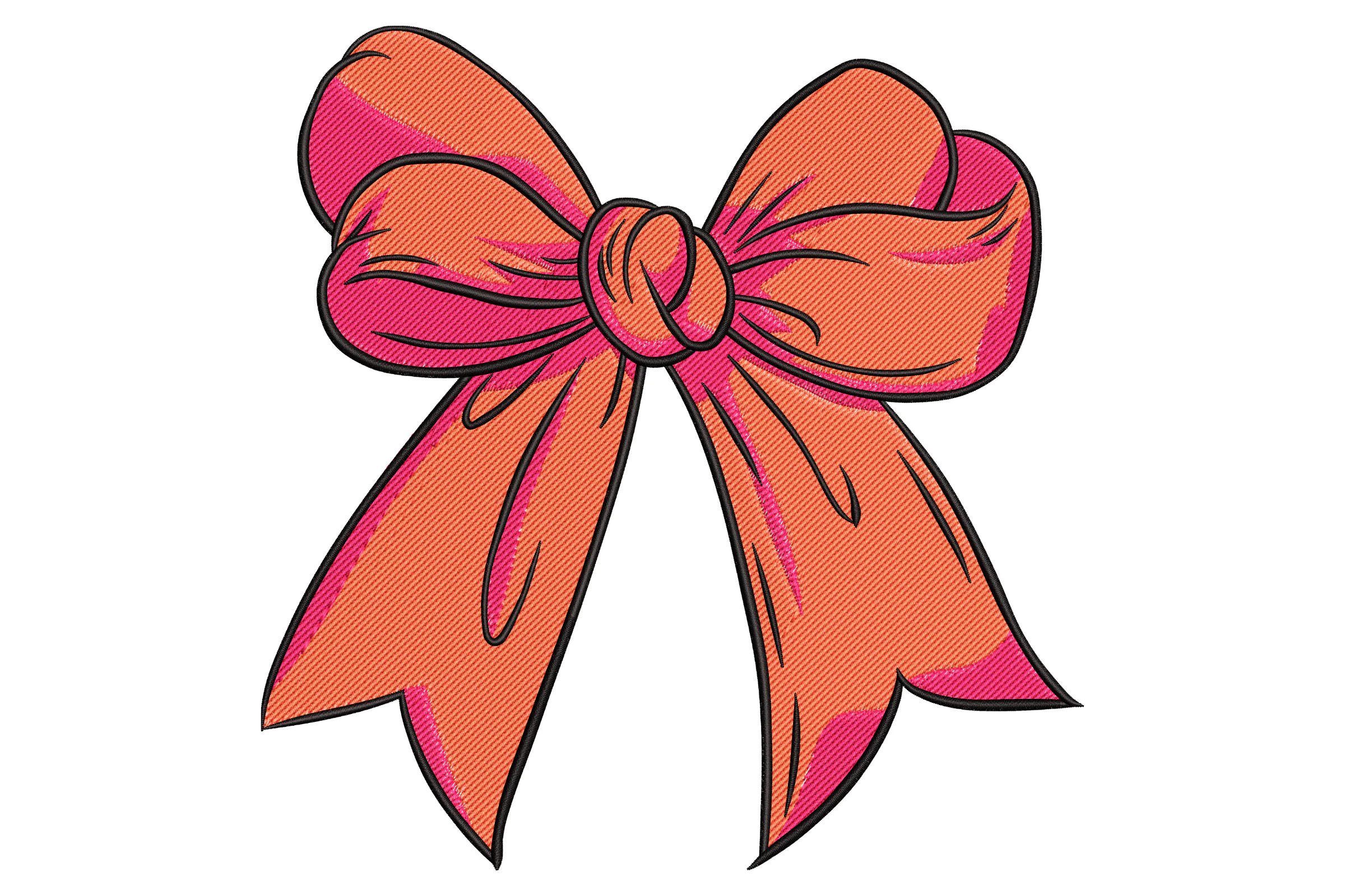 Orange and Pink Bow Embroidery Design