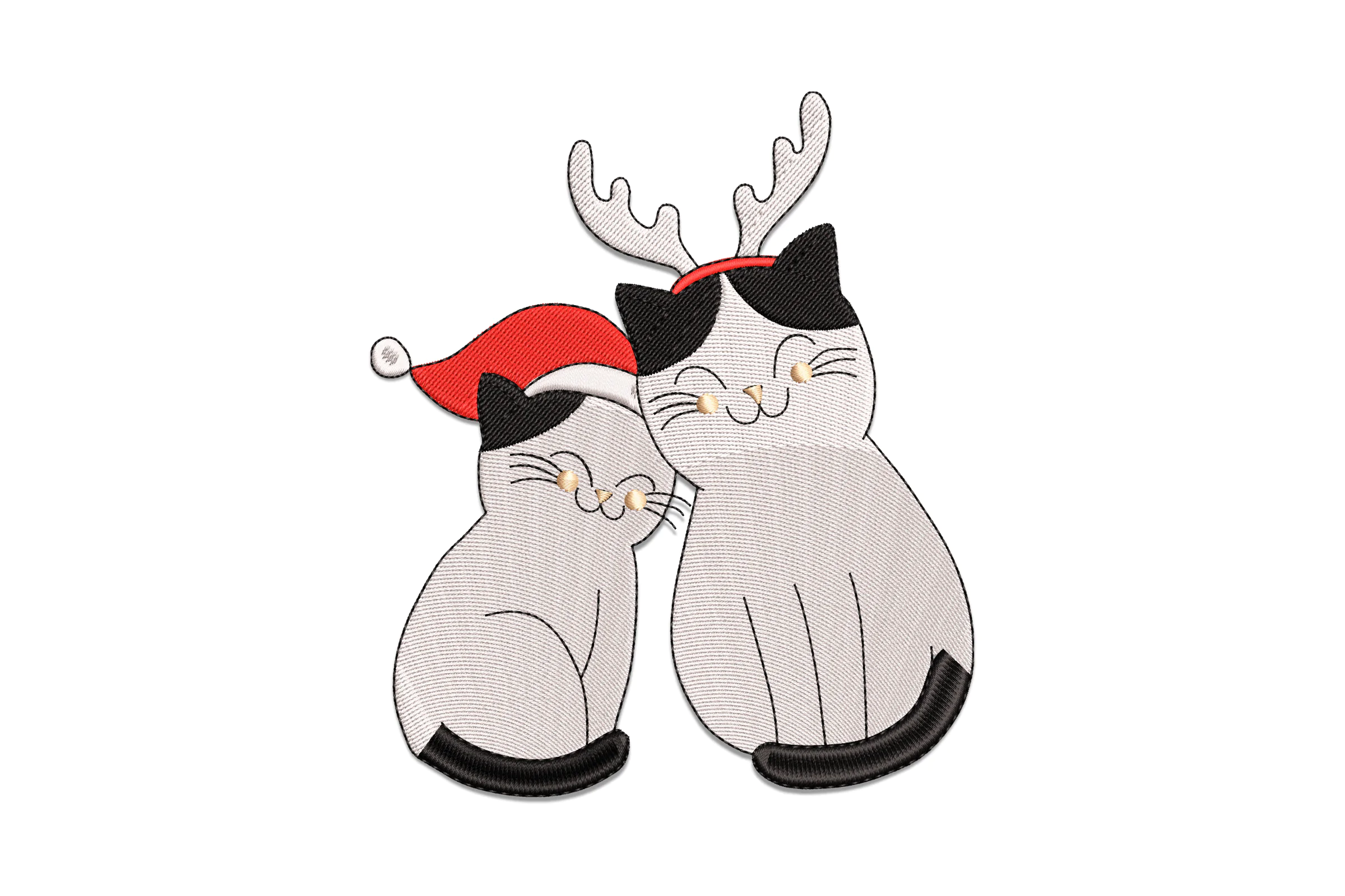 Two Christmas Cats Machine Embroidery Pattern