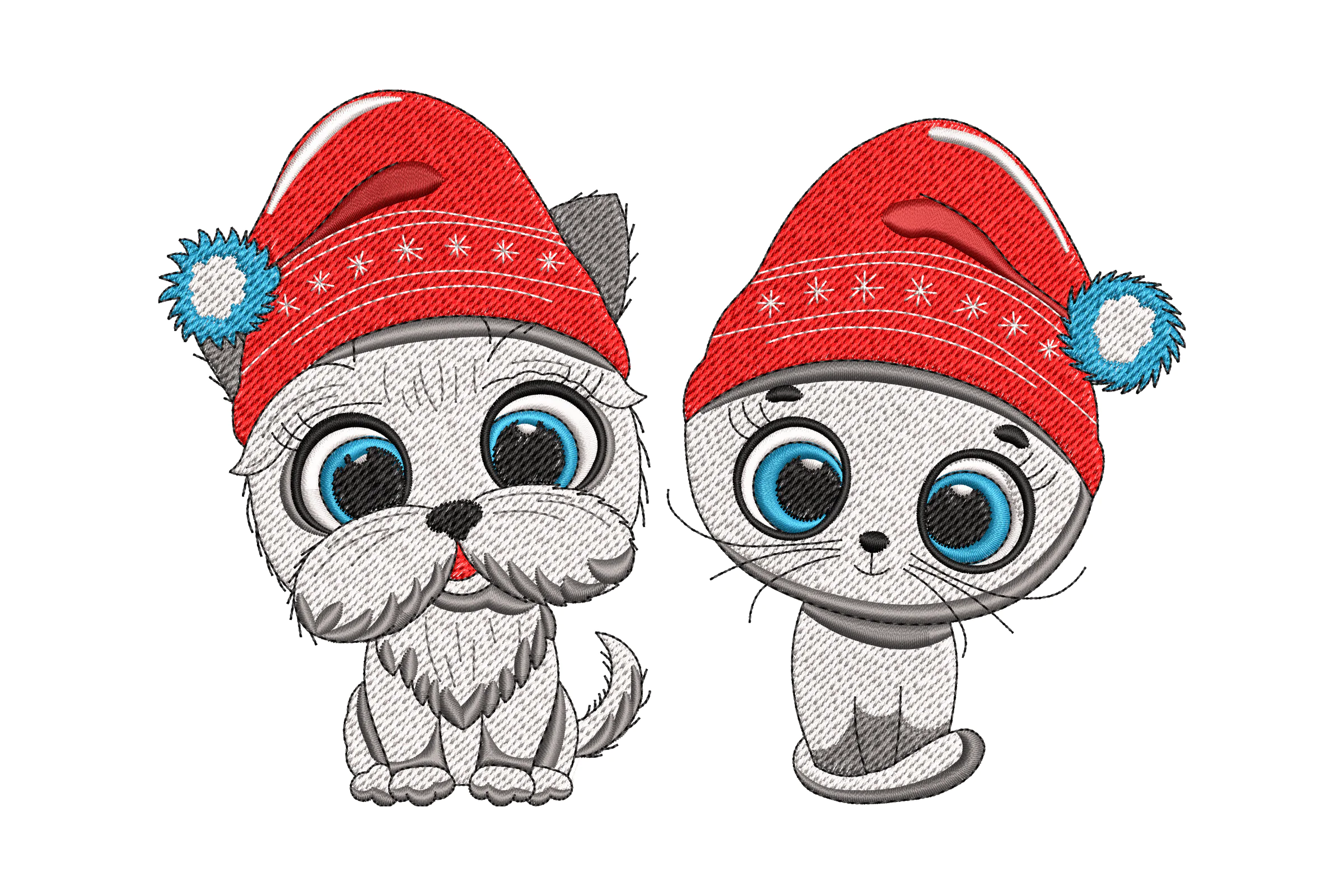 Christmas  Dog & Cat Embroidery Design