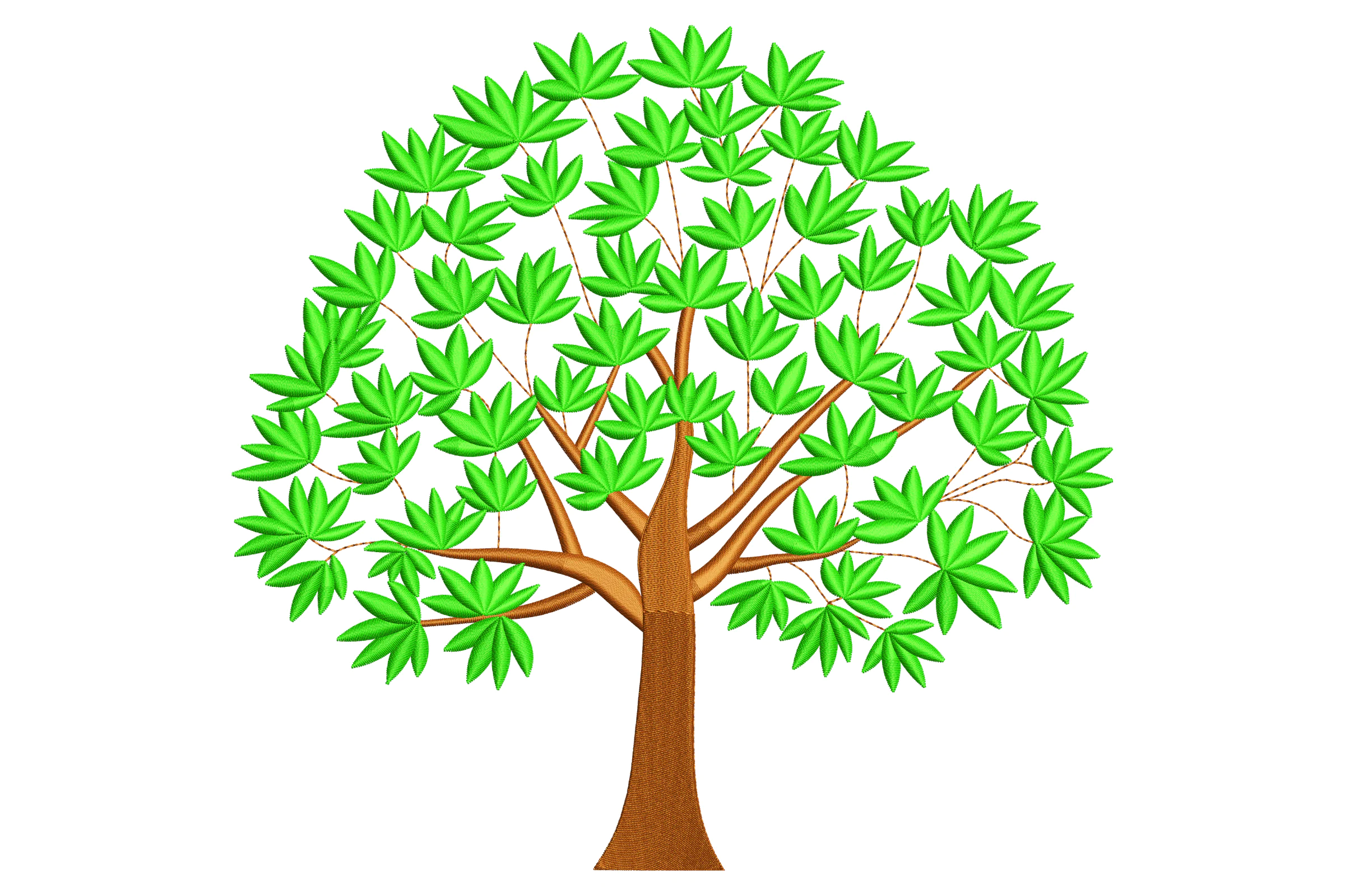 Green Tree Embroidery Design