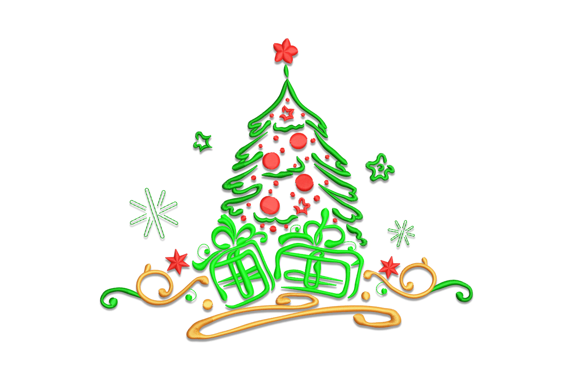 Swirl Christmas Tree Digital Embroidery Design