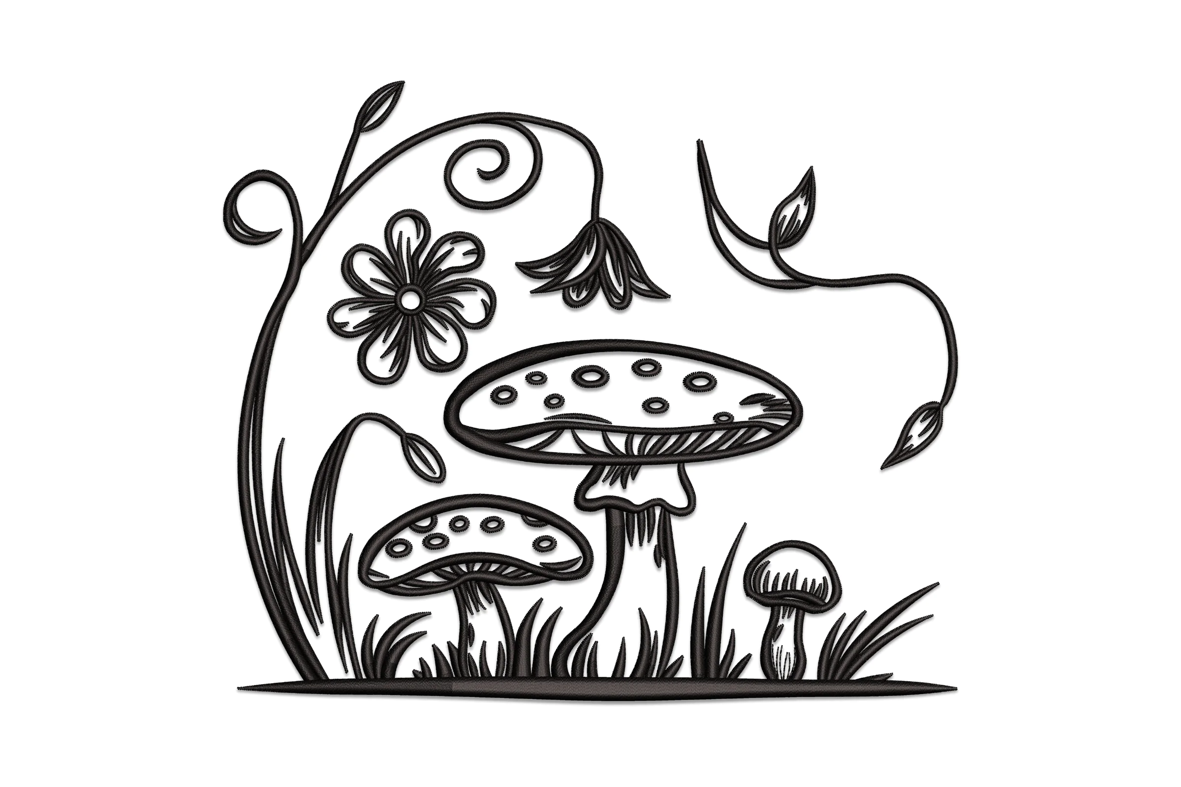 Forest Mushroom Machine Embroidery Design