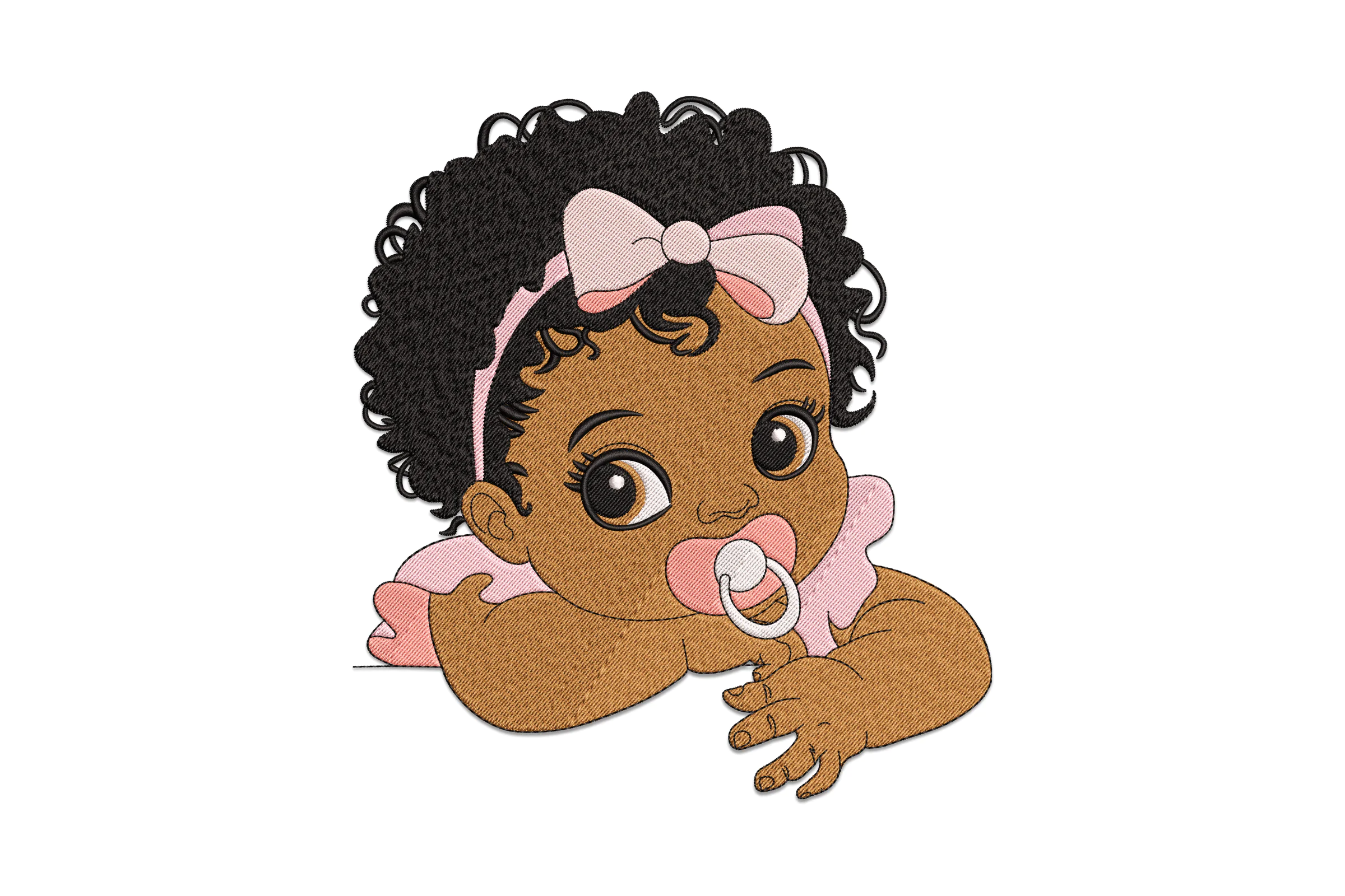 Afro Baby Girl with Pacifier Embroidery Design