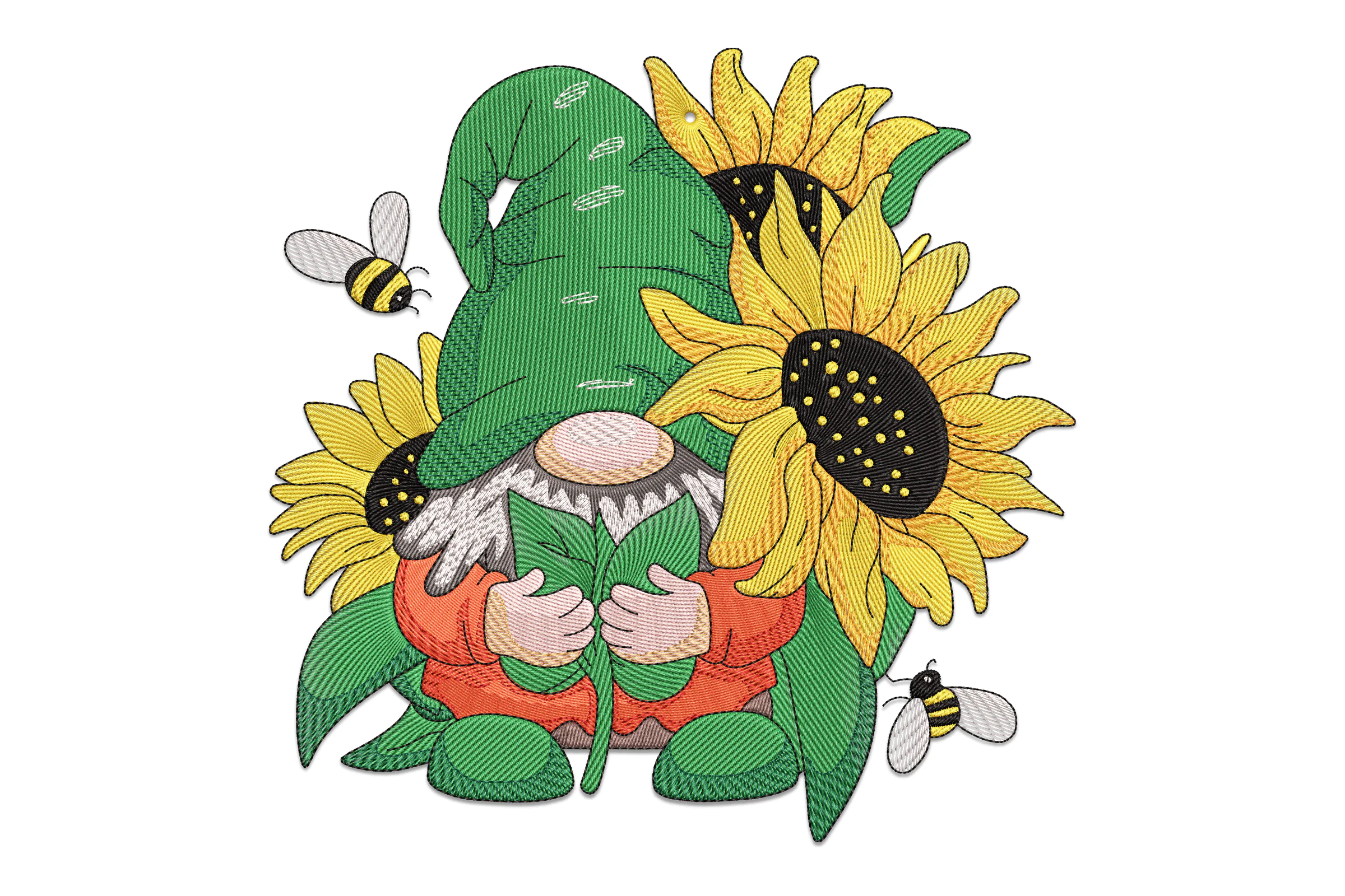 Sunflower Gnome Embroidery Design File