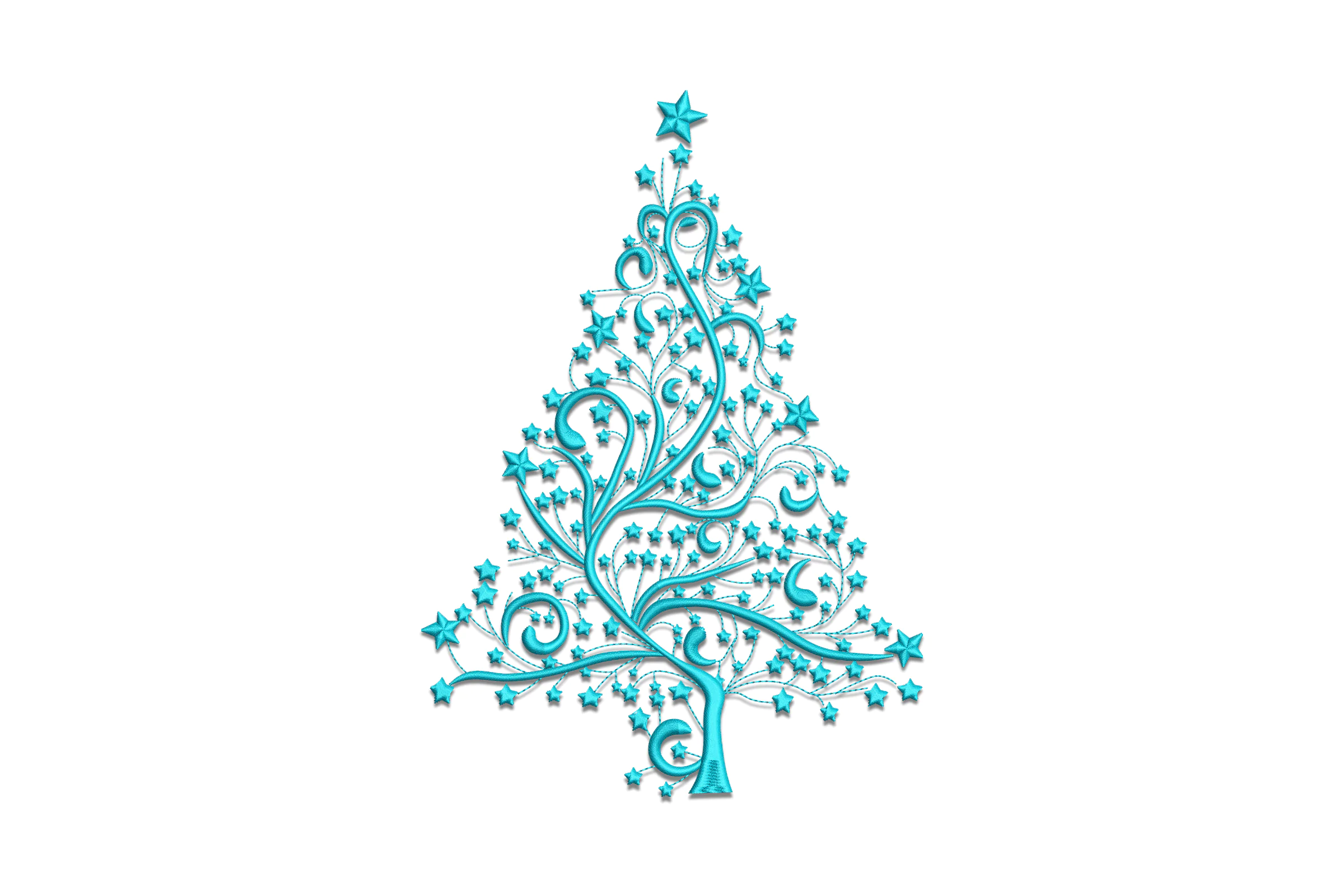 Elegant Swirl Christmas Tree Embroidery Design