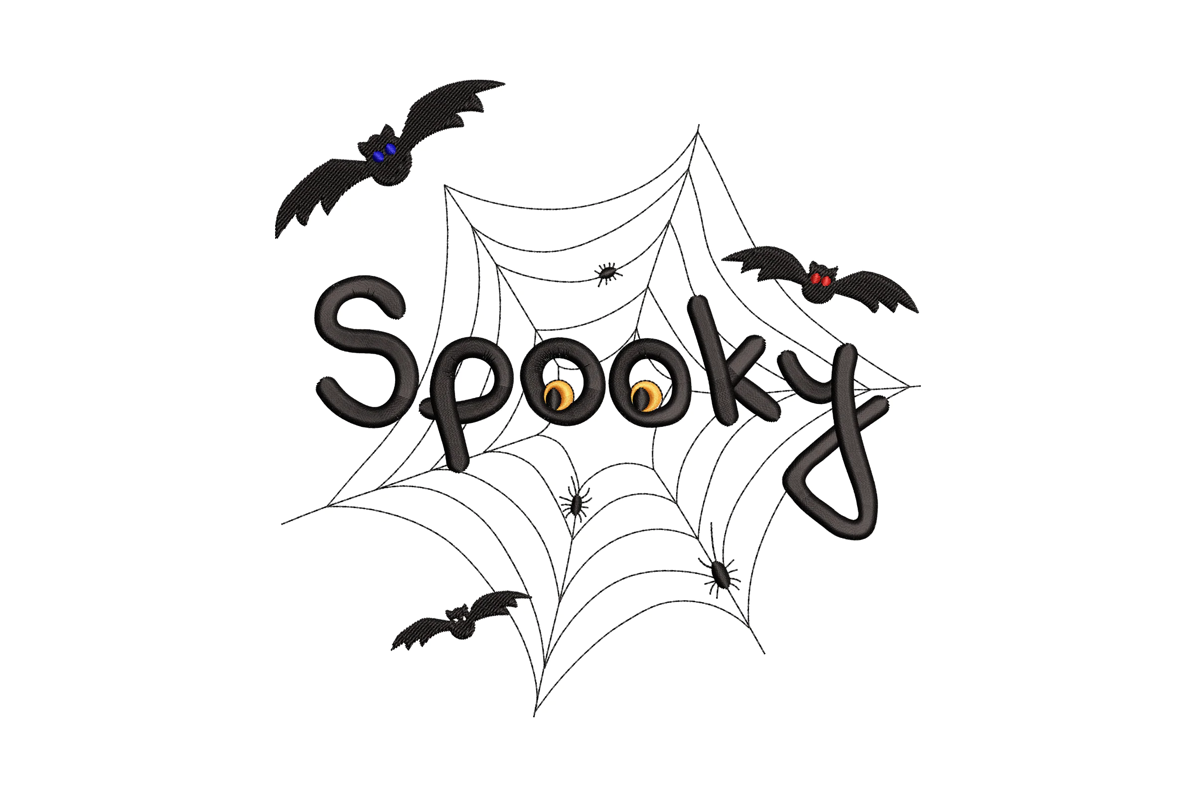 Spooky Sign with Bat Embroidery Design