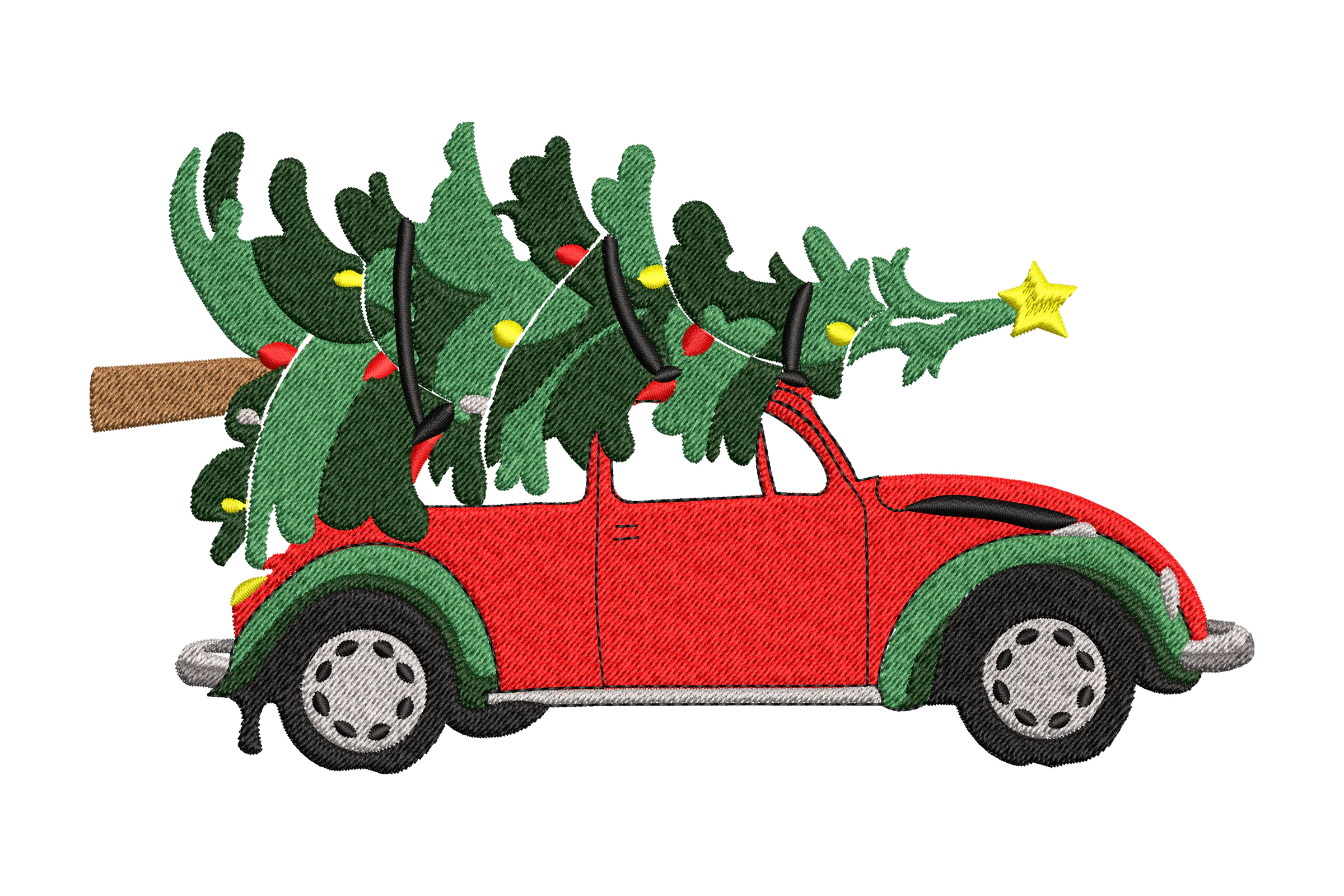 Christmas Car with Christmas Tree Embroidery File