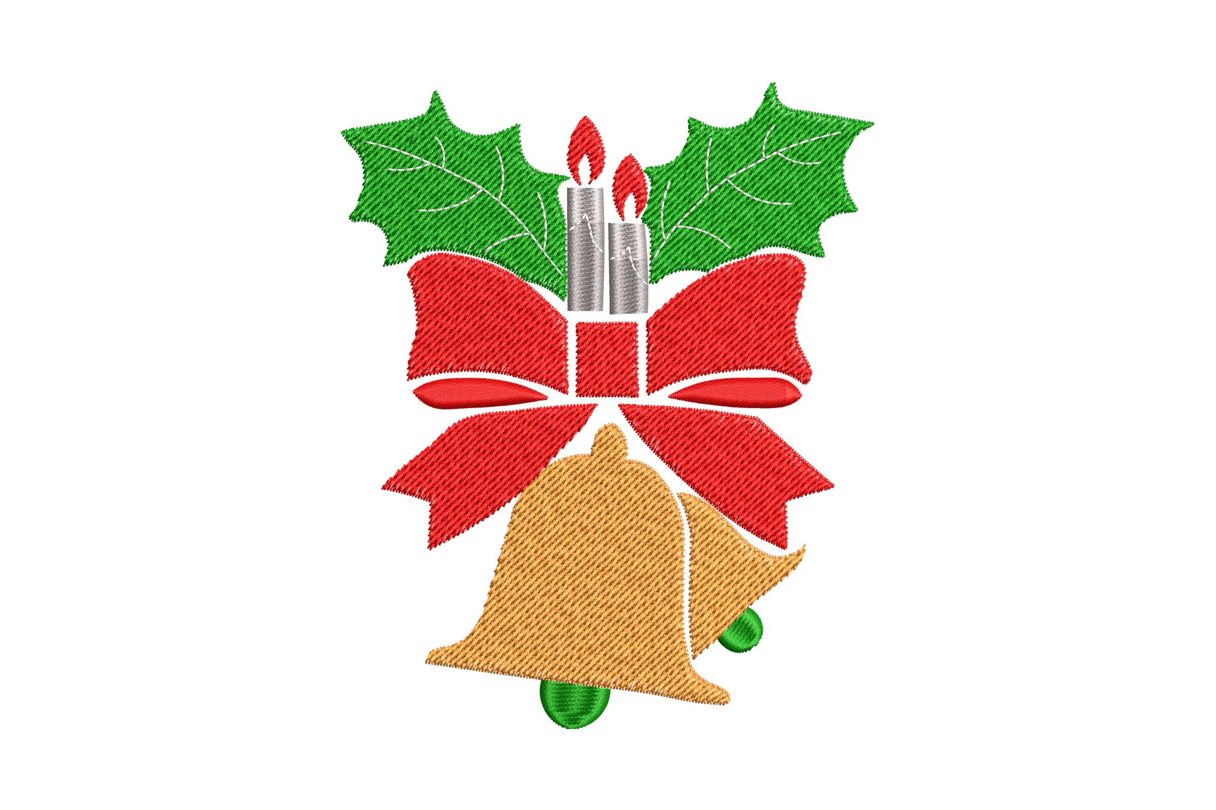 Christmas Bow Bells Embroidery Design