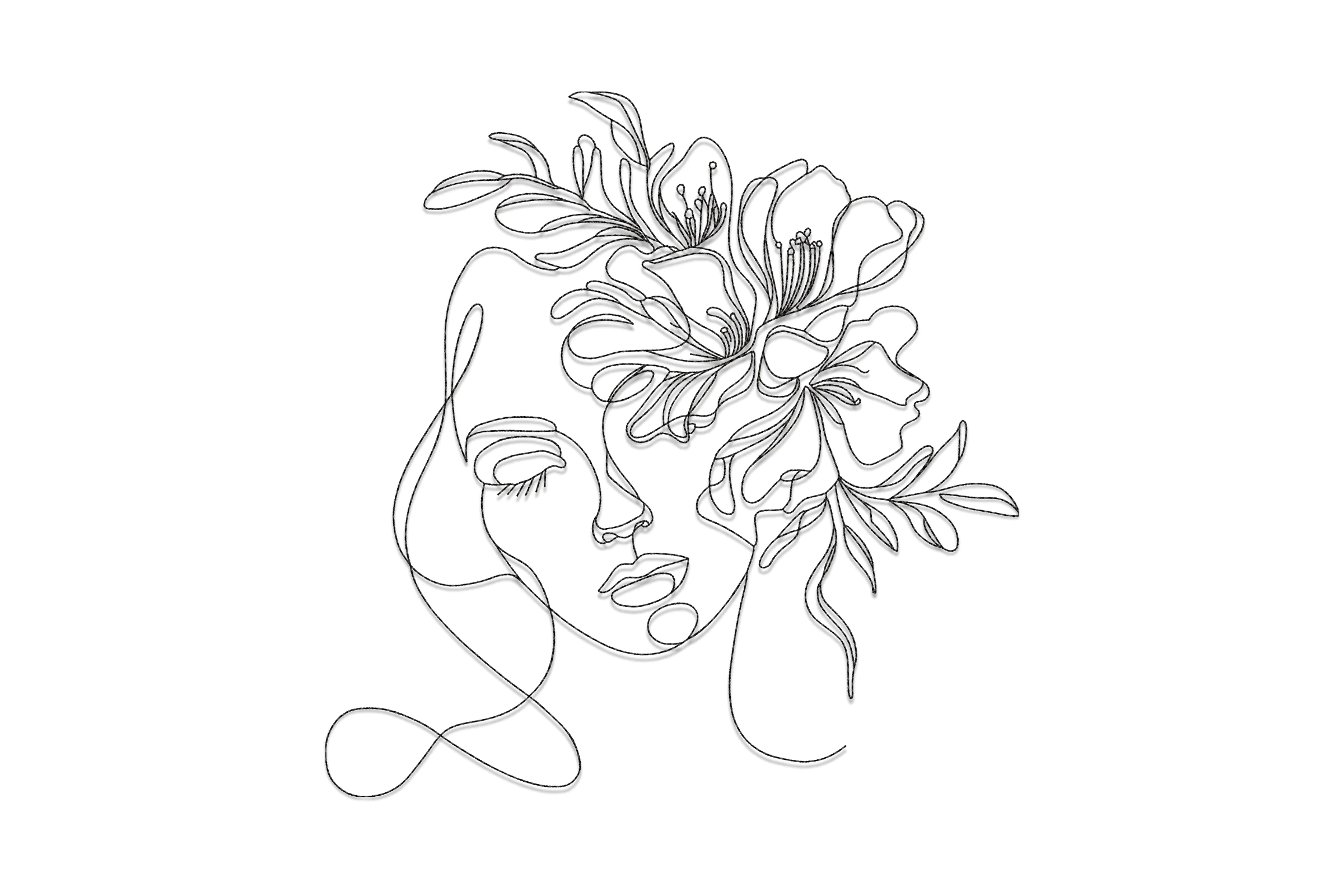 Women Floral Head Embroidery Design pattern