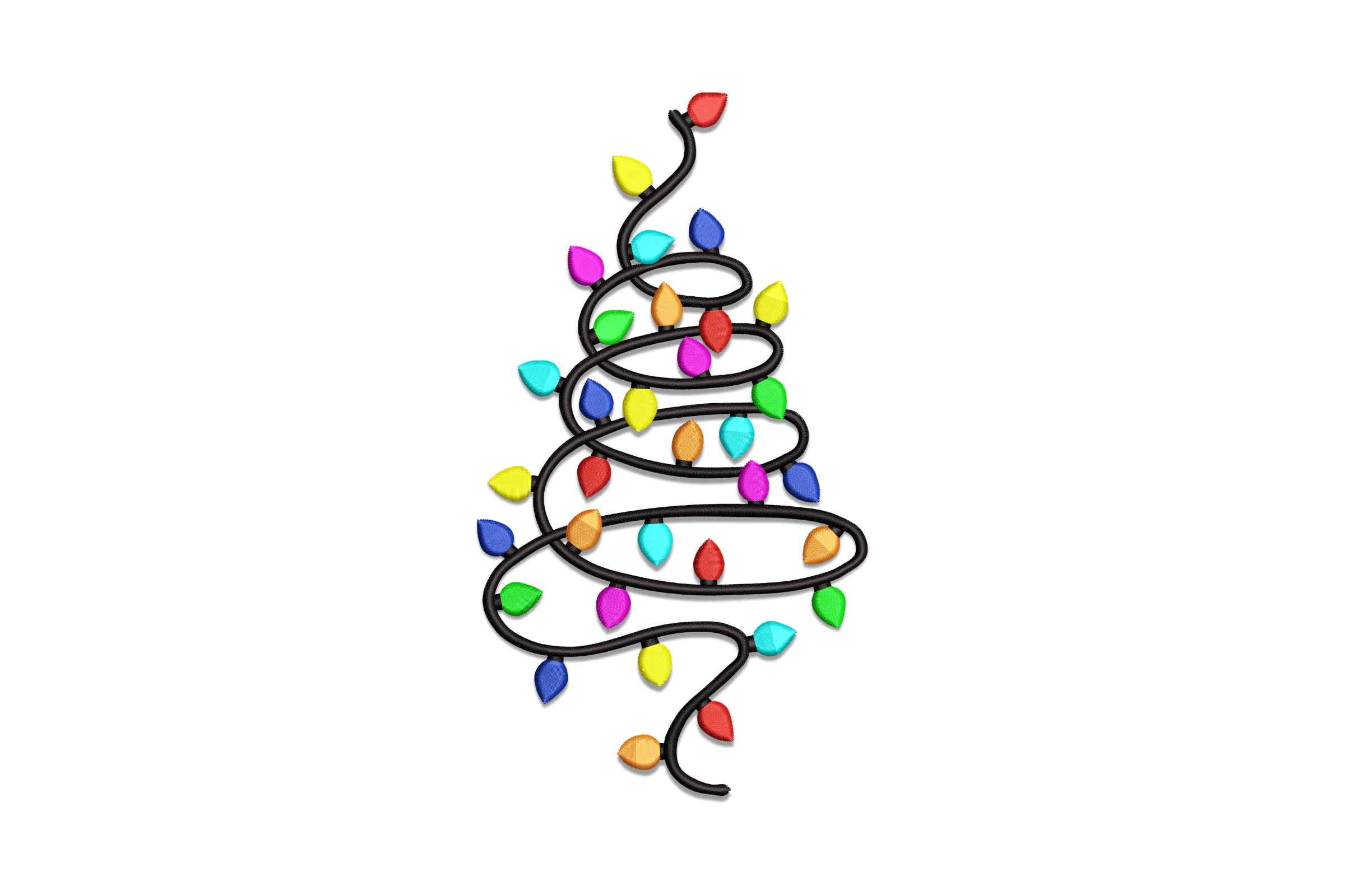Christmas Tree with Lights Embroidery Design Pattern