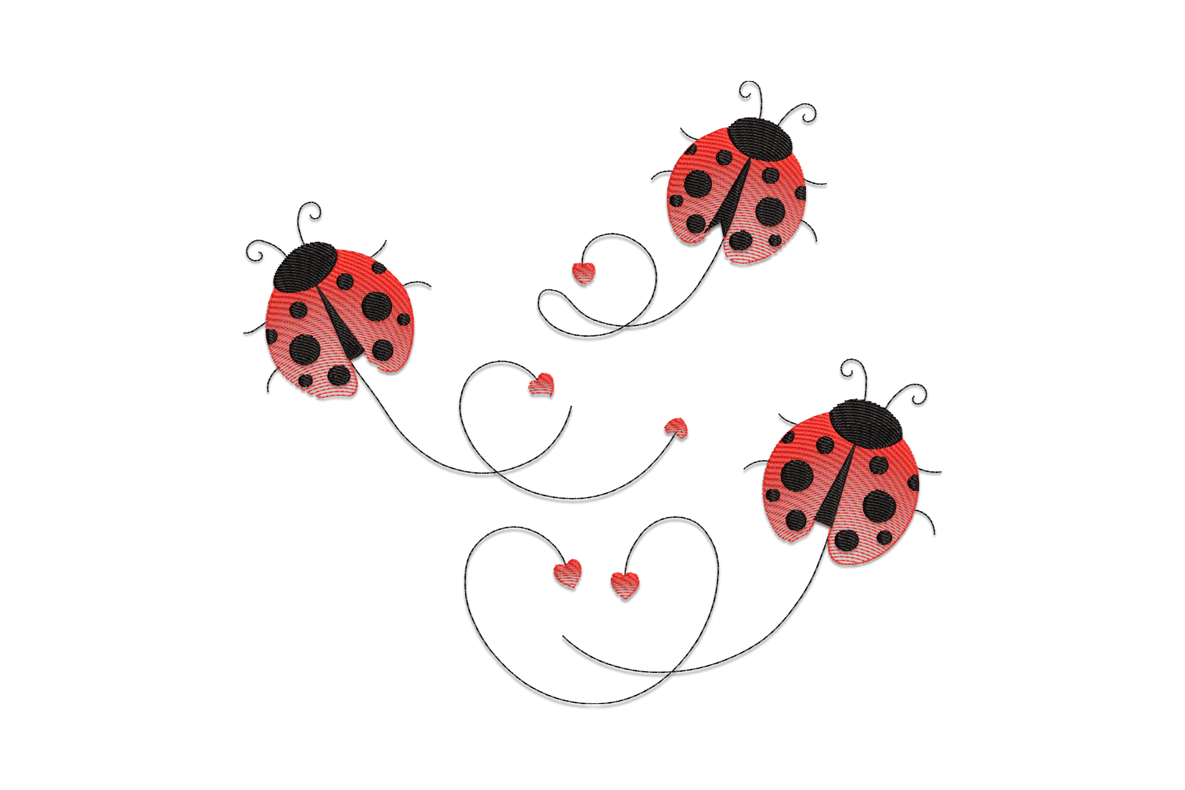Ladybug With Hearts Embroidery Design File