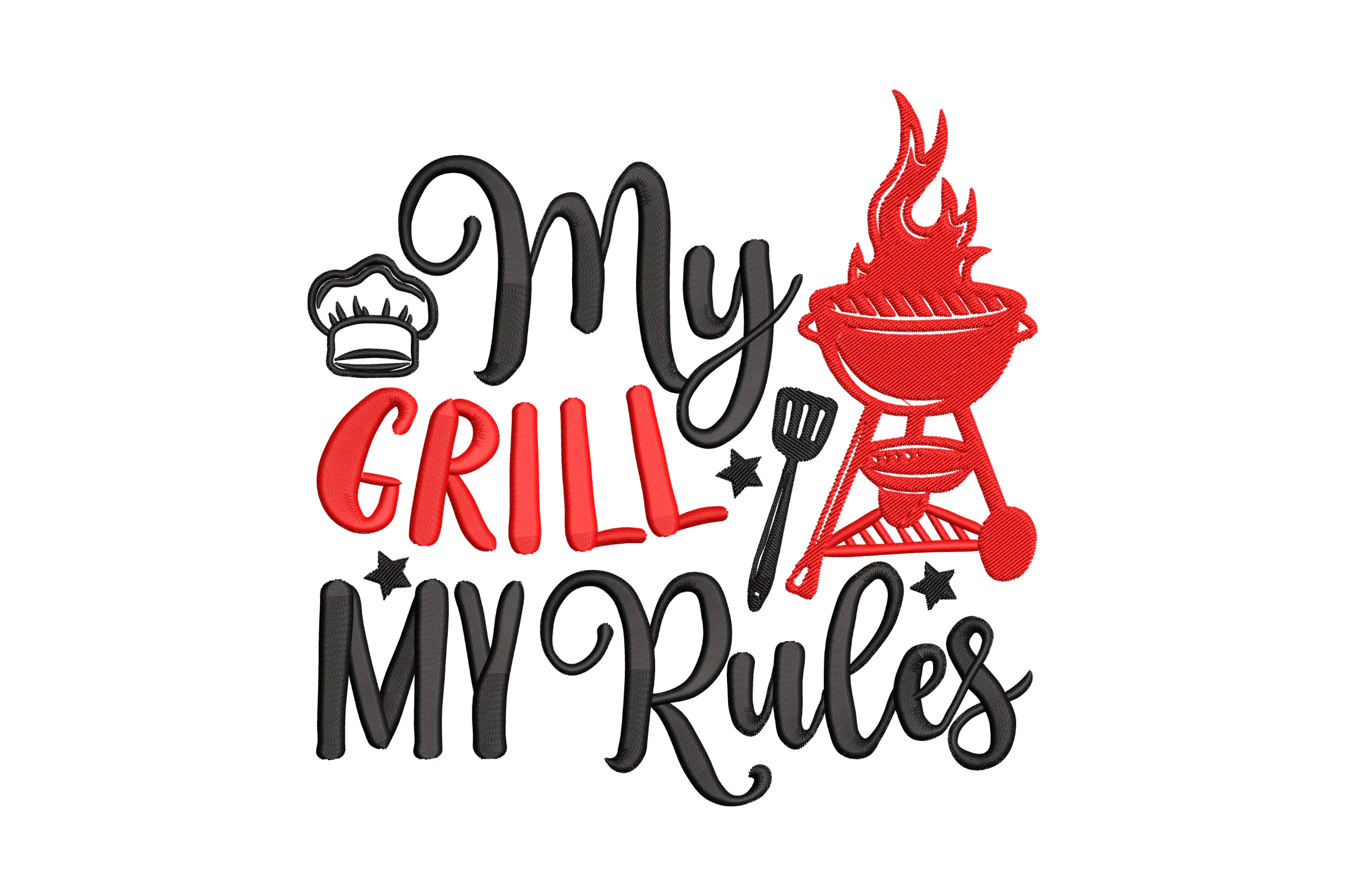 My Grill My Rules Embroidery Design
