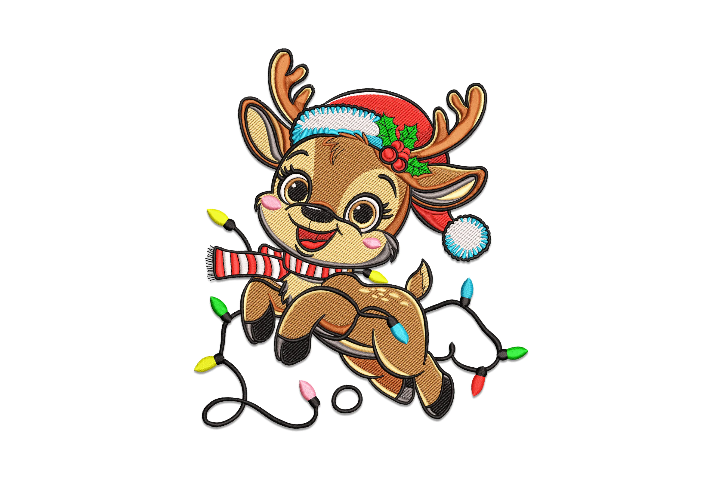 Christmas cute Reindeer Digital Embroidery File