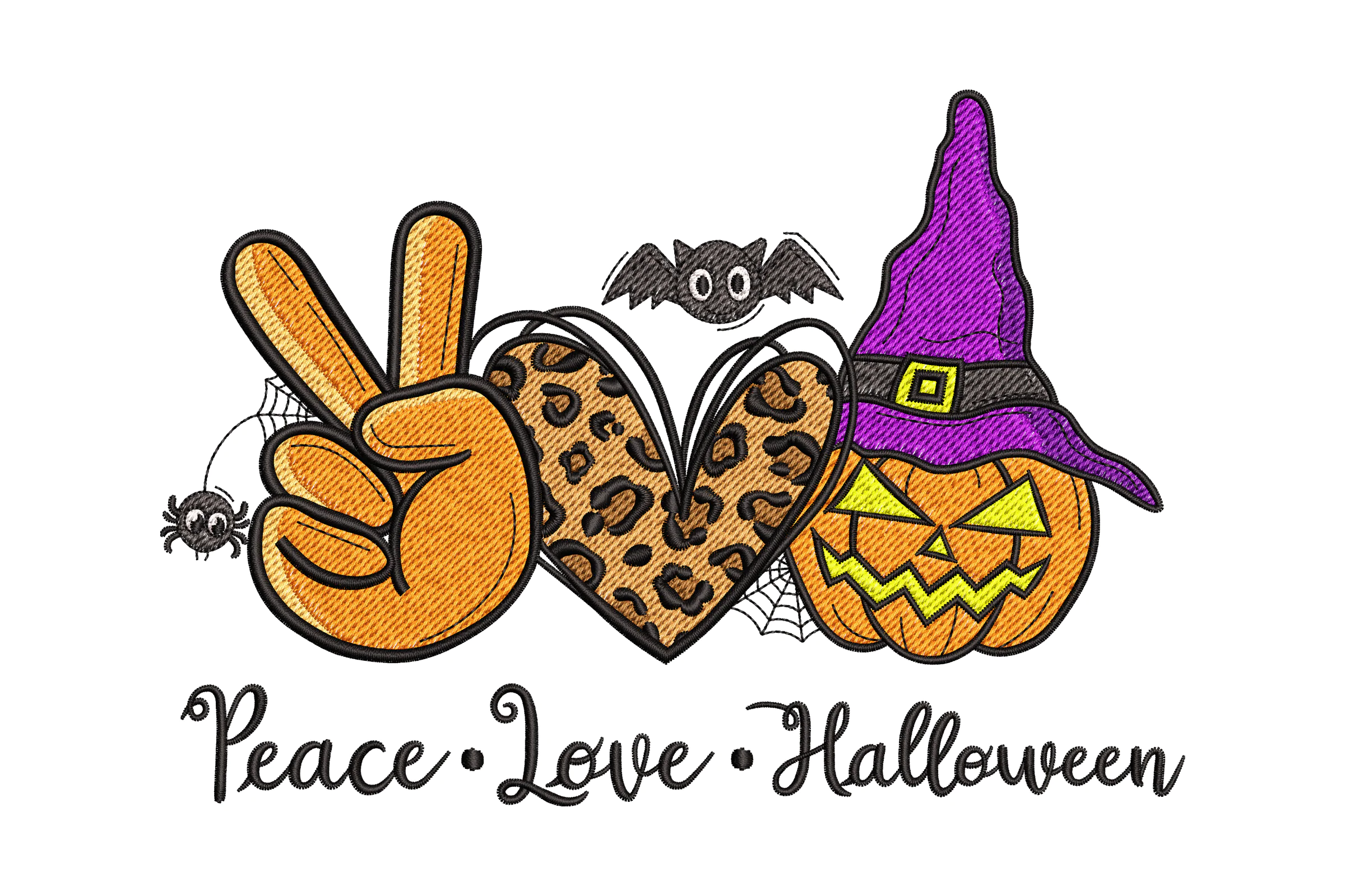 Peace Love Pumpkins Embroidery Design