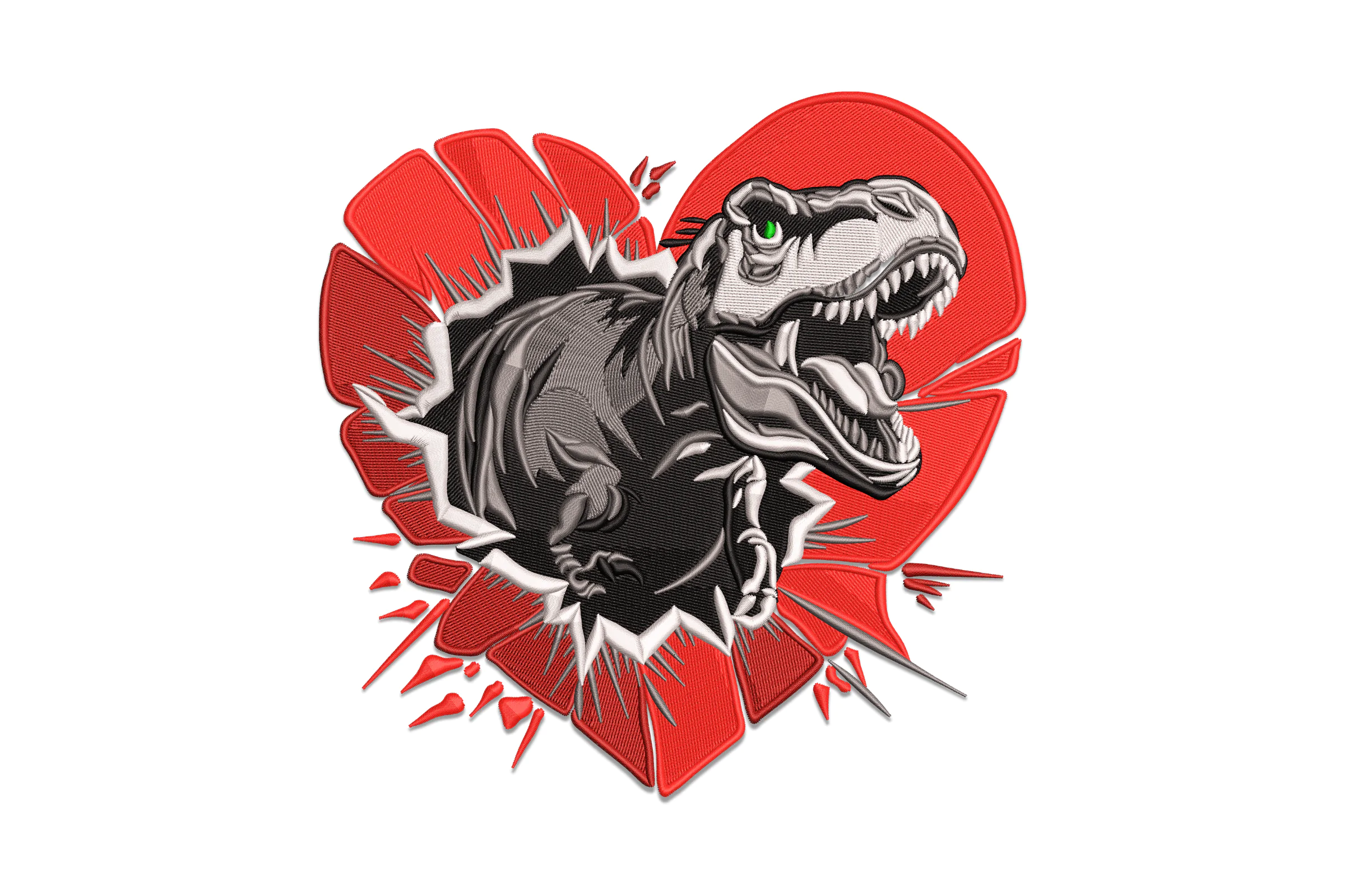 Valentine's Day Dinosaur Embroidery Design