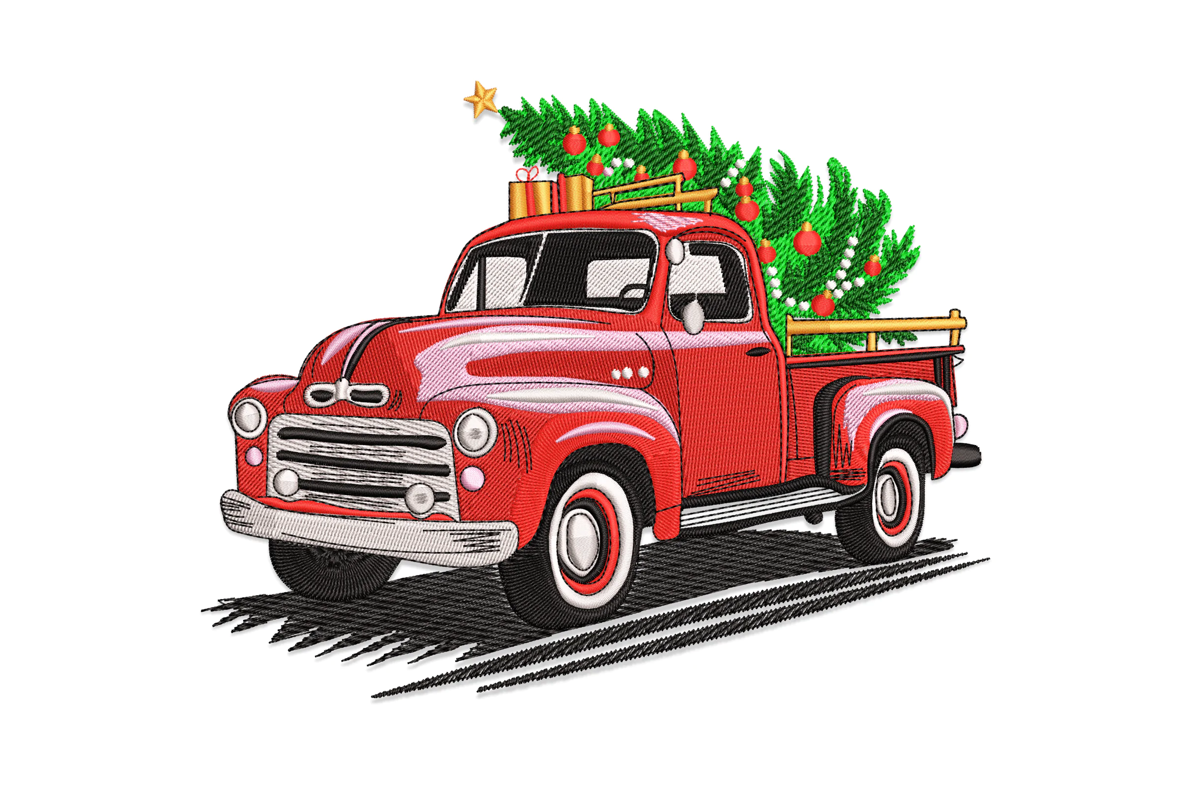 Christmas Tree Truck Embroidery Design