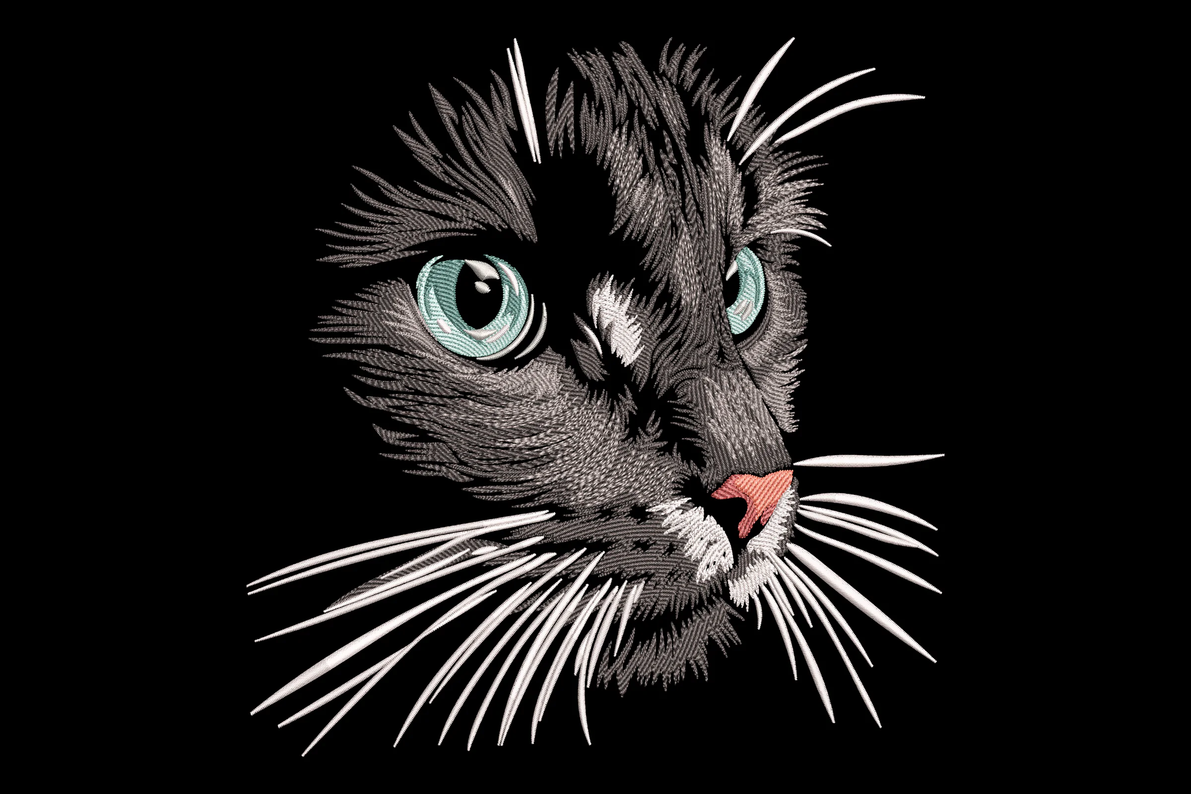 Cute Cat Face Embroidery Design Pattern
