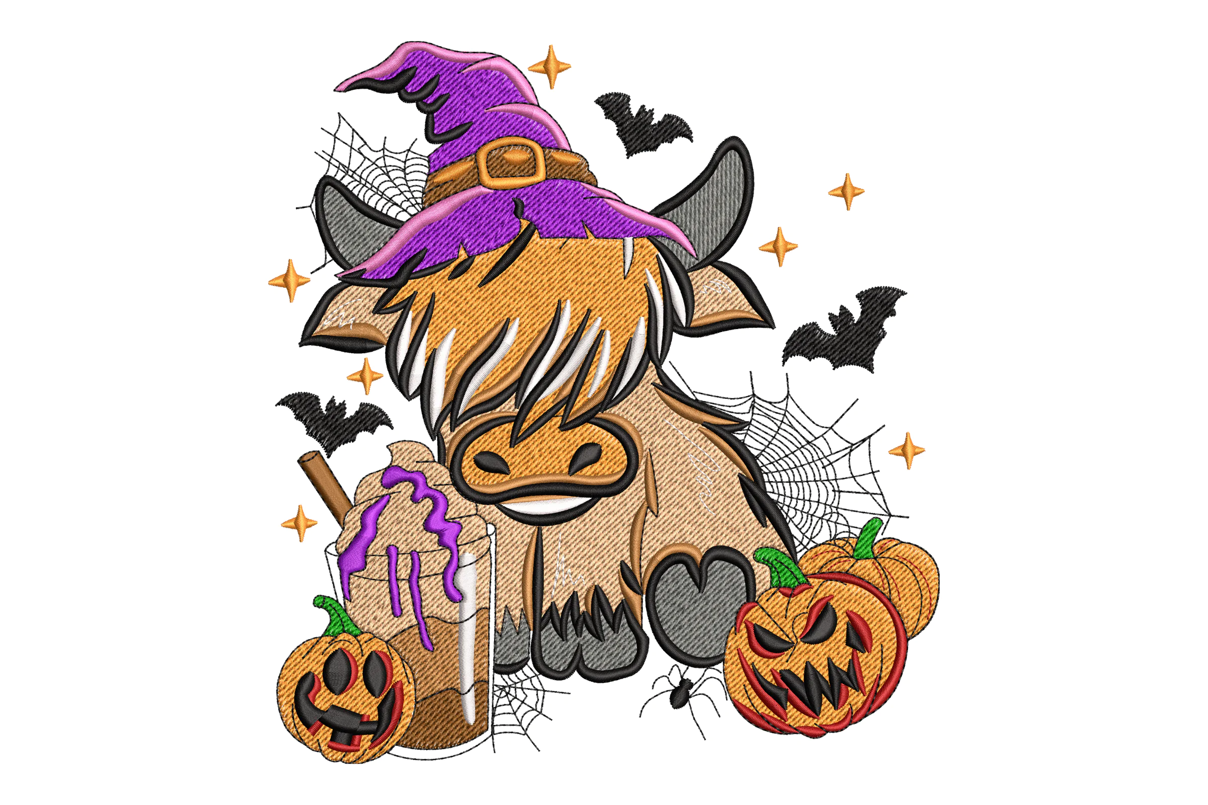 Halloween Highland Cow Embroidery File