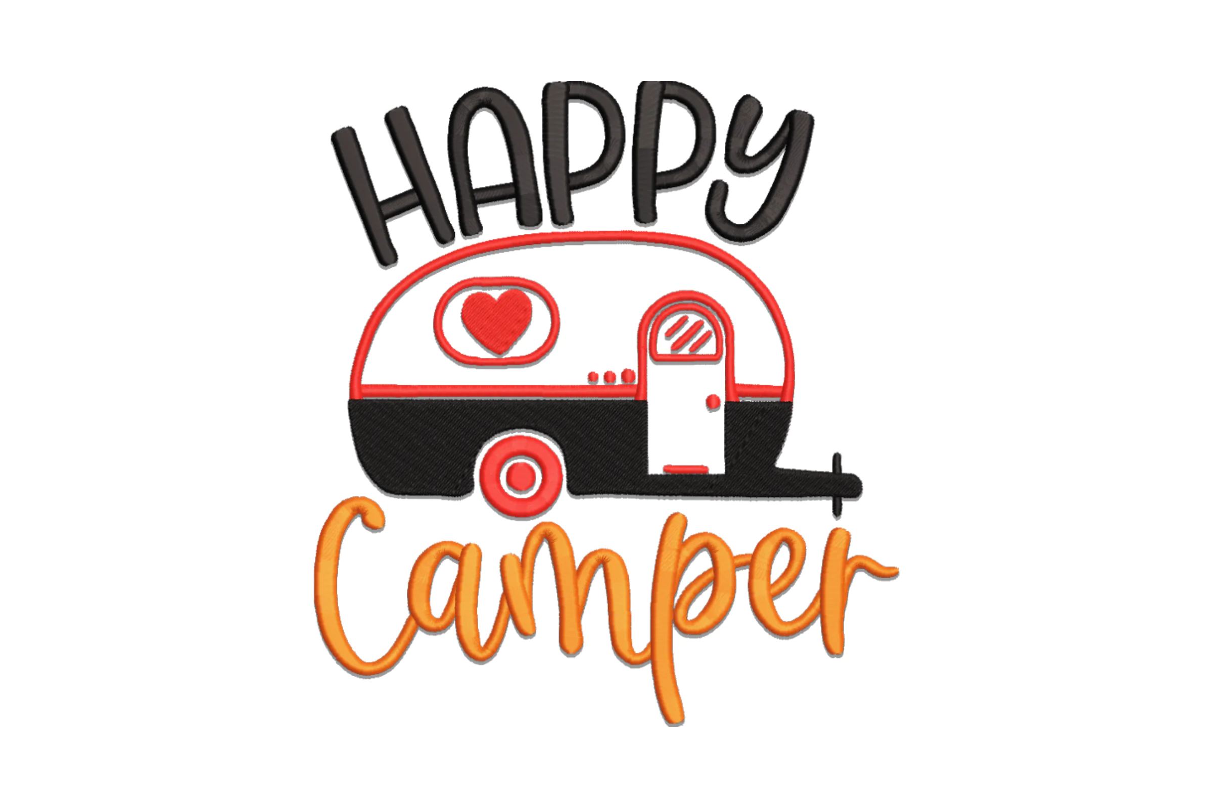 Happy Camper Camping Embroidery Design