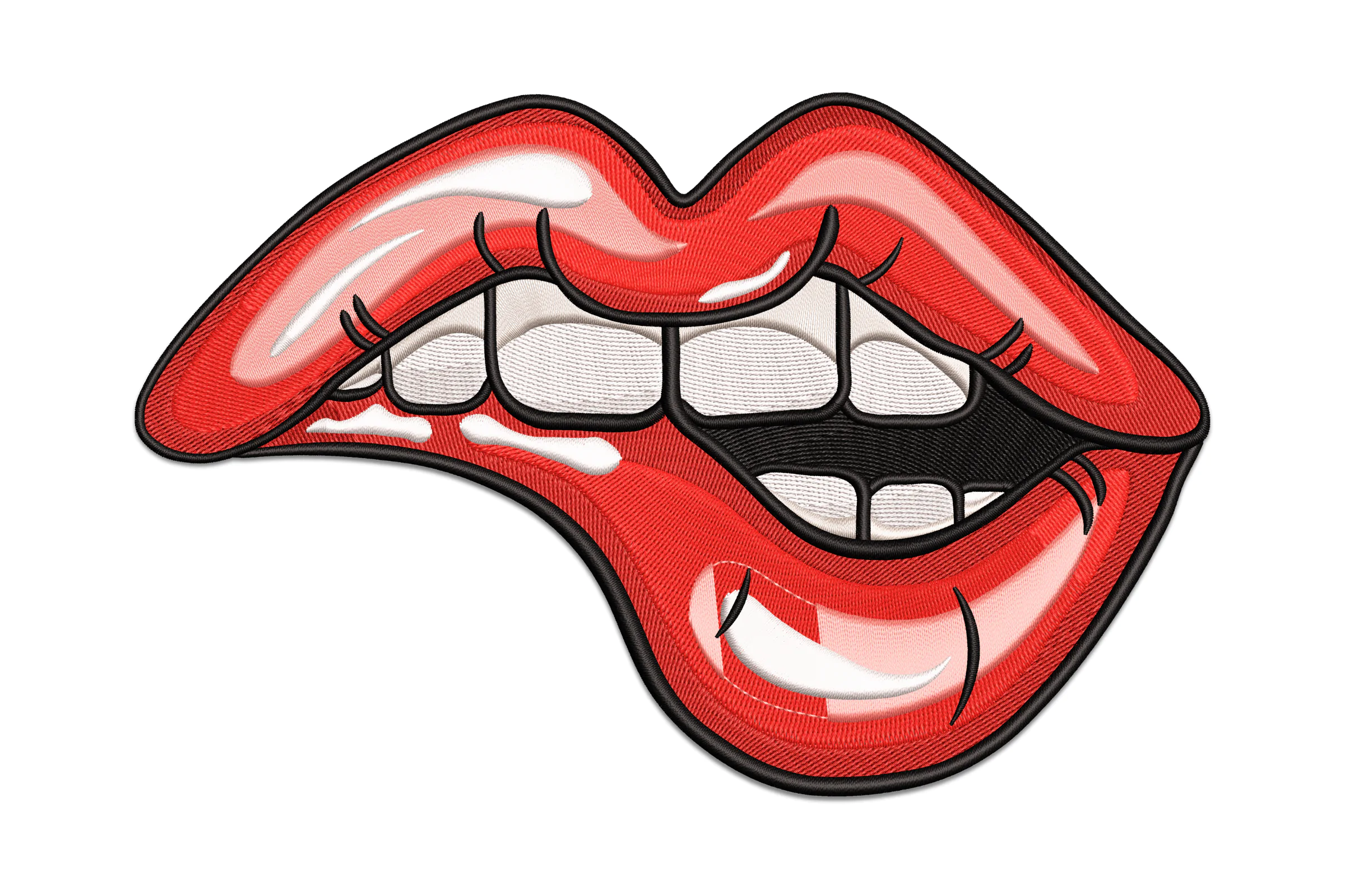 Biting Lips Embroidery Design