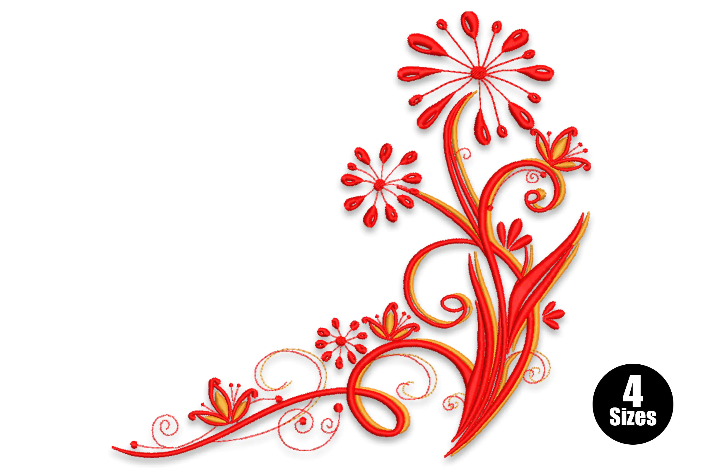 Flower Corner Embroidery Design
