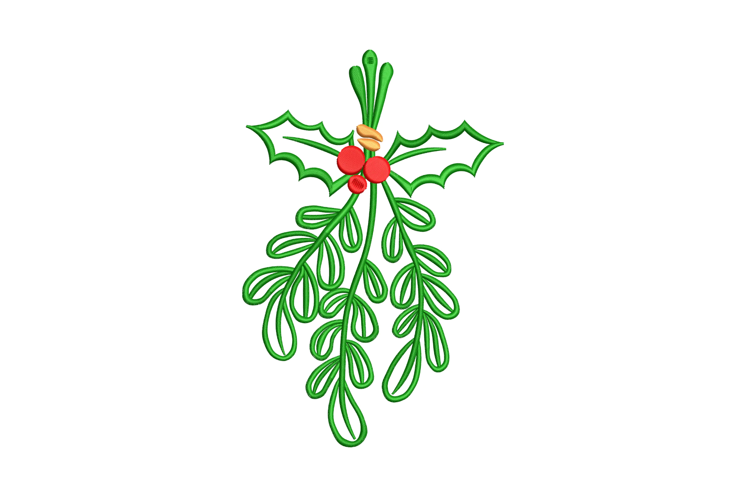 Christmas Mistletoe Branch  Machine  Embroidery Design