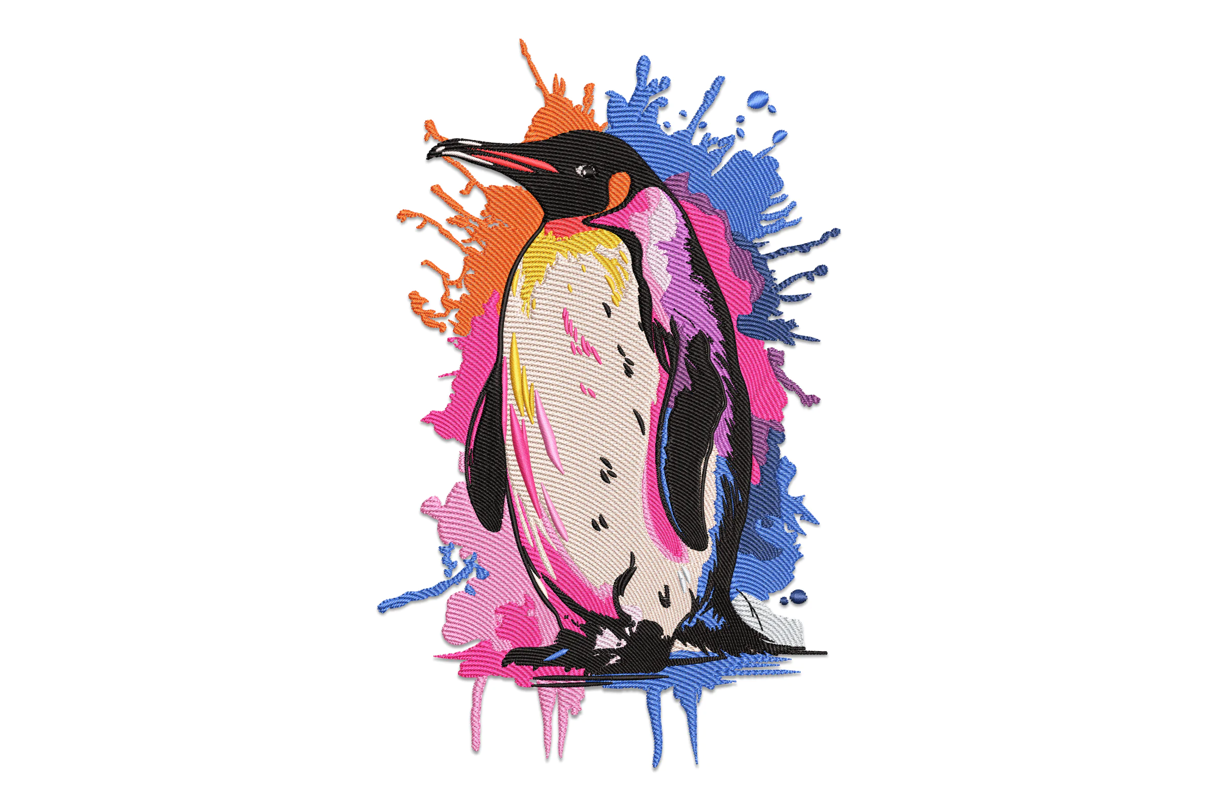 Colorful Penguins Embroidery Design