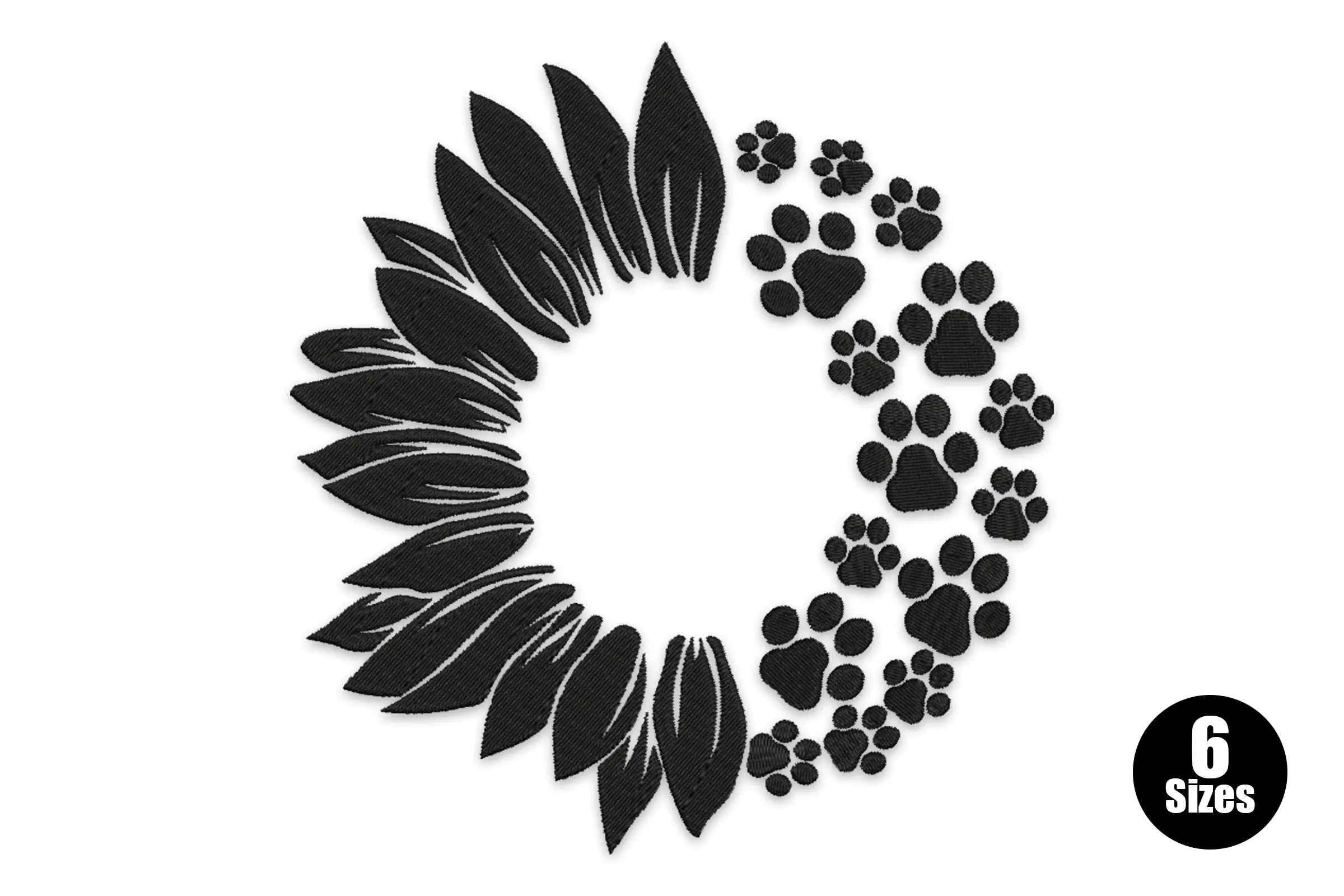 Sunflower Dog Paws Embroidery Design