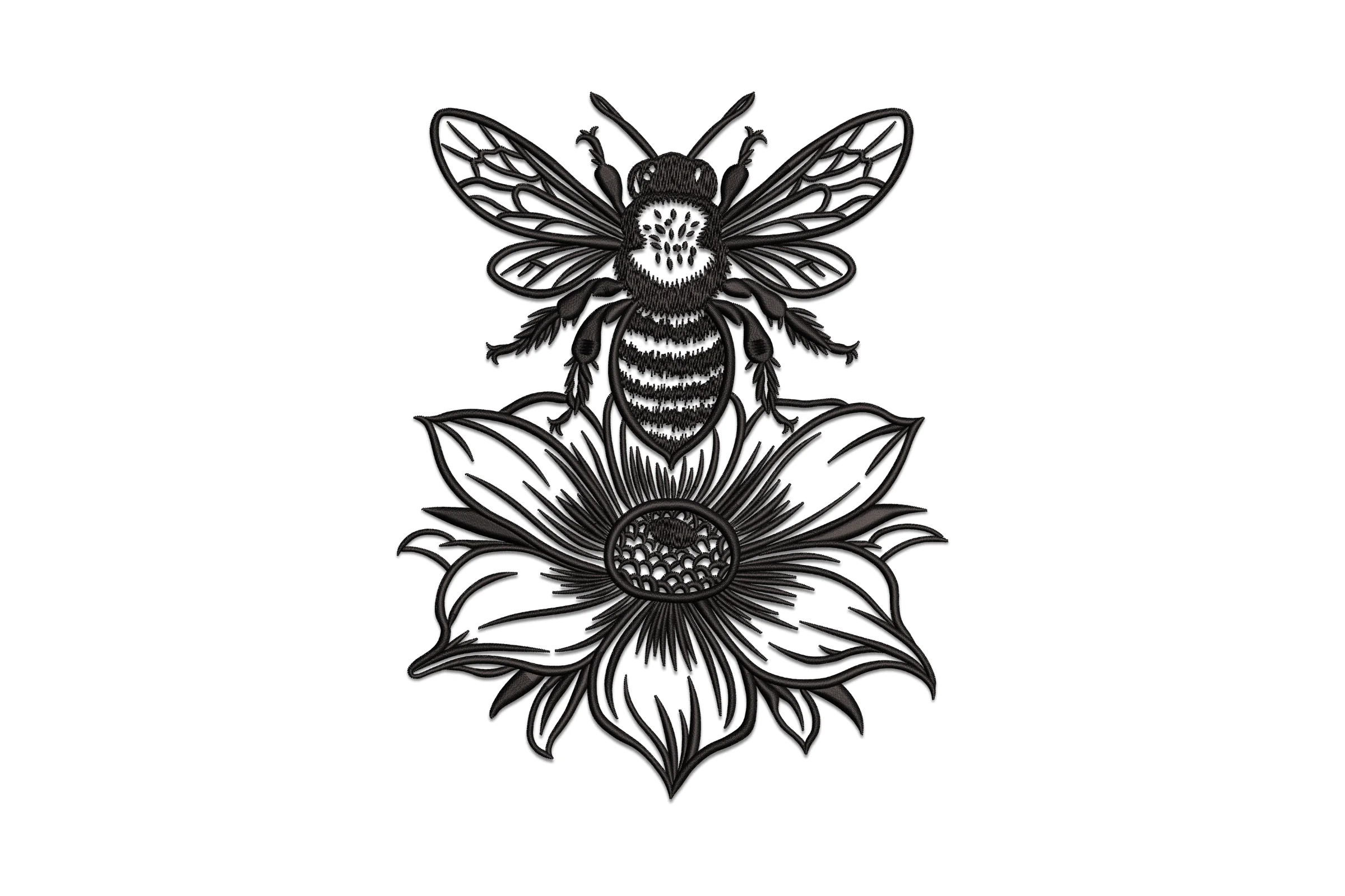 Bumble bee Flower Embroidery Design