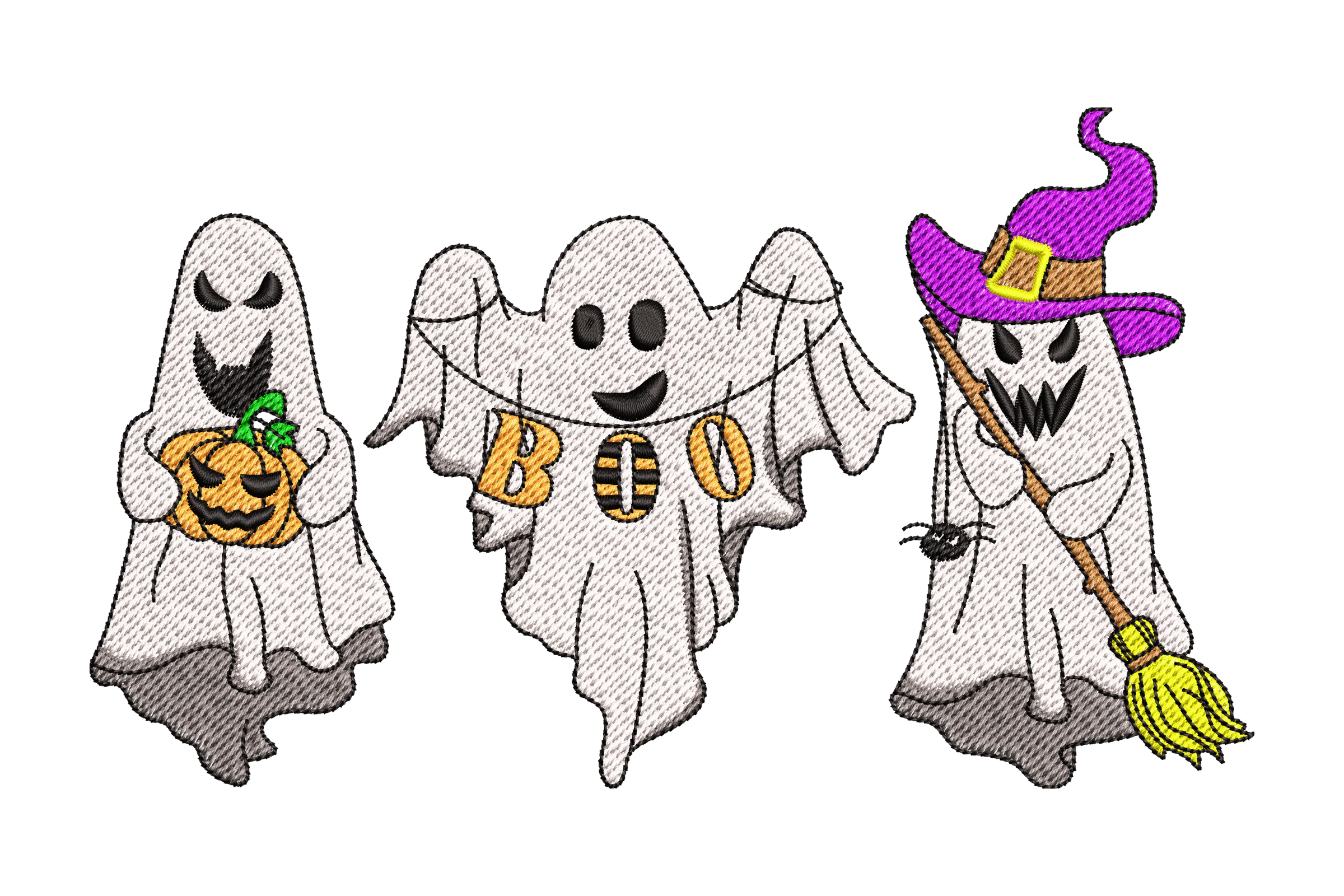 Cute Halloween Ghosts Embroidery Design