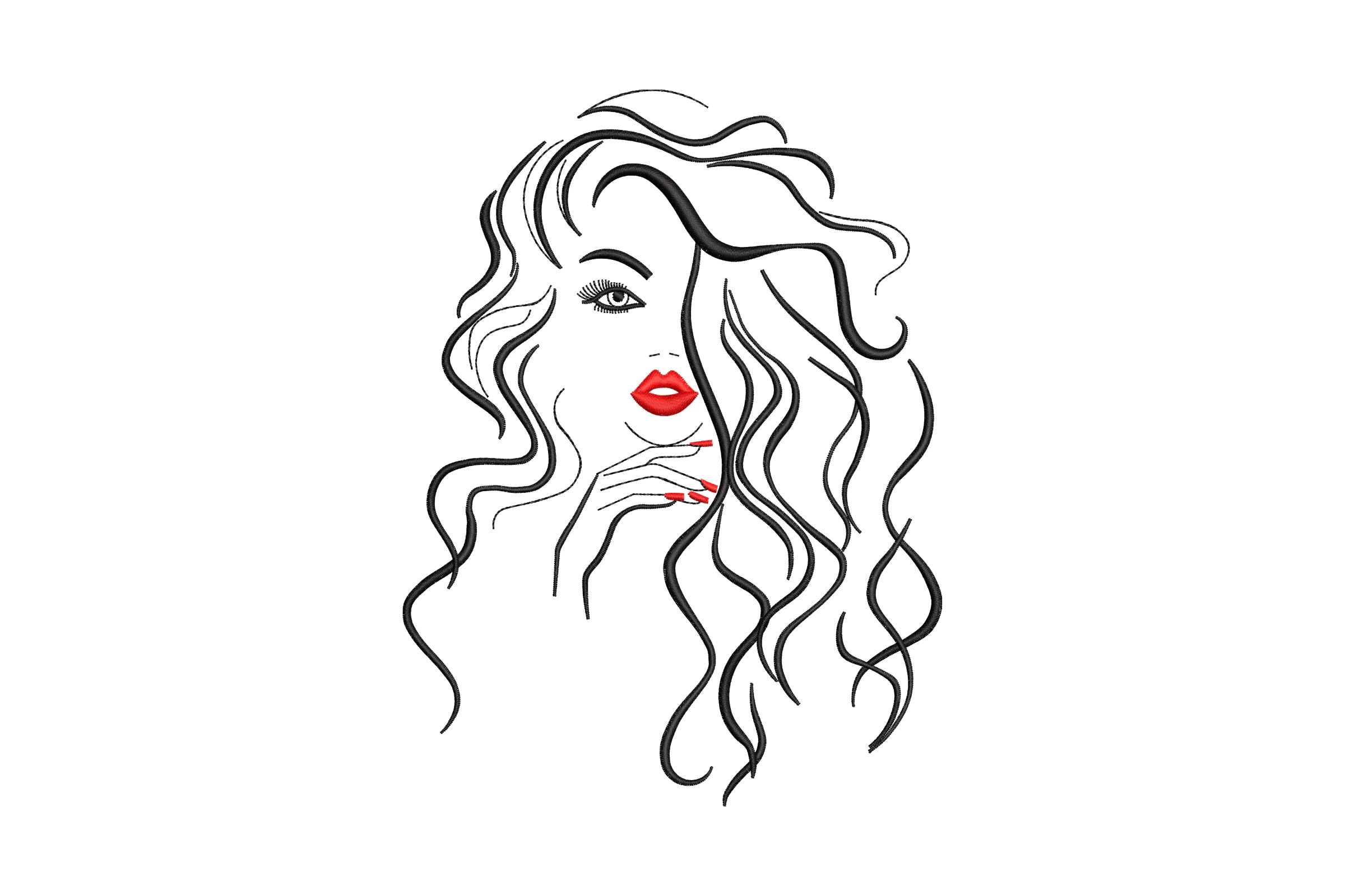 Beautiful woman embroidery Machine Design