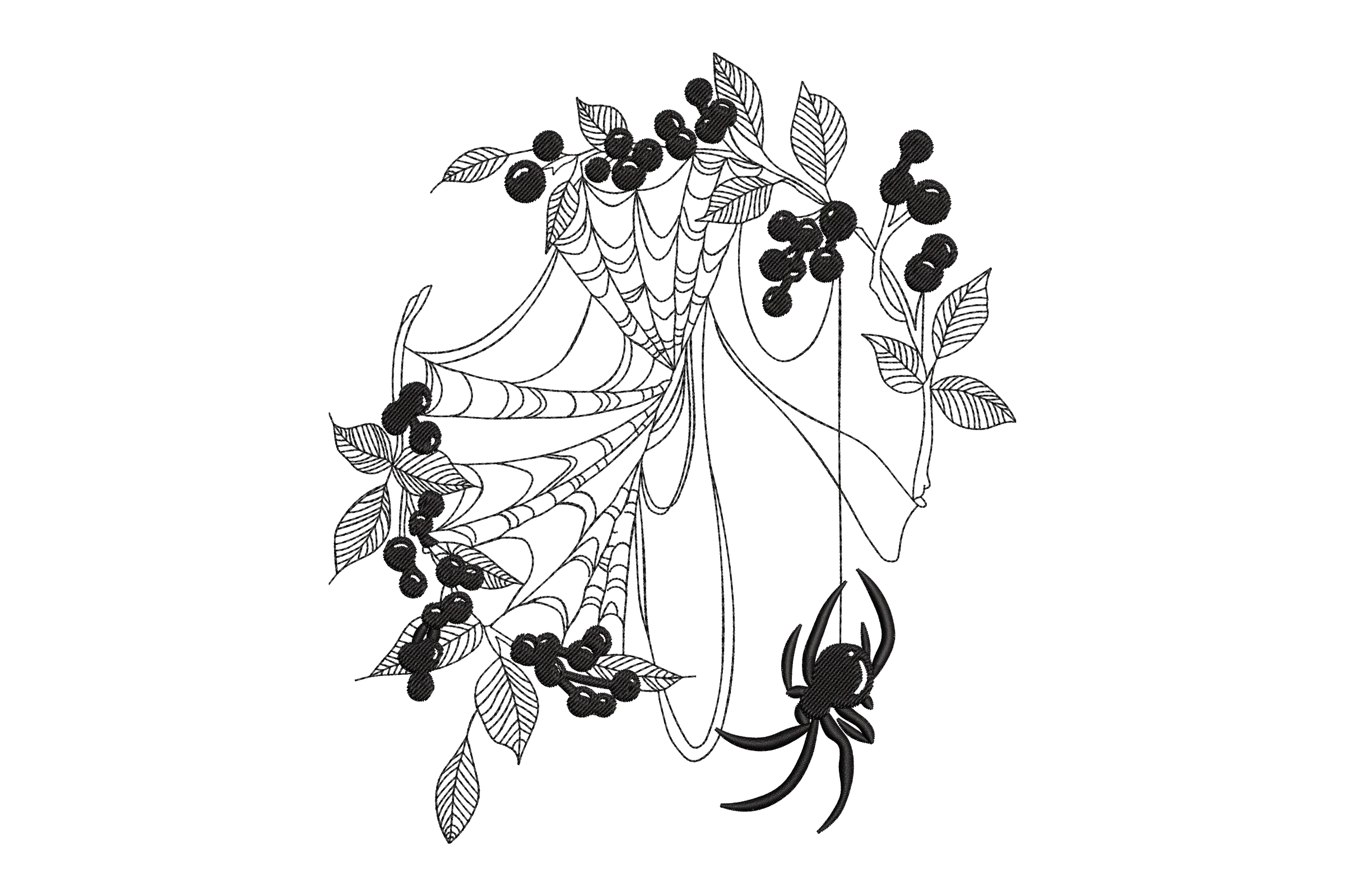 Spider and Flowers Embroidery Design