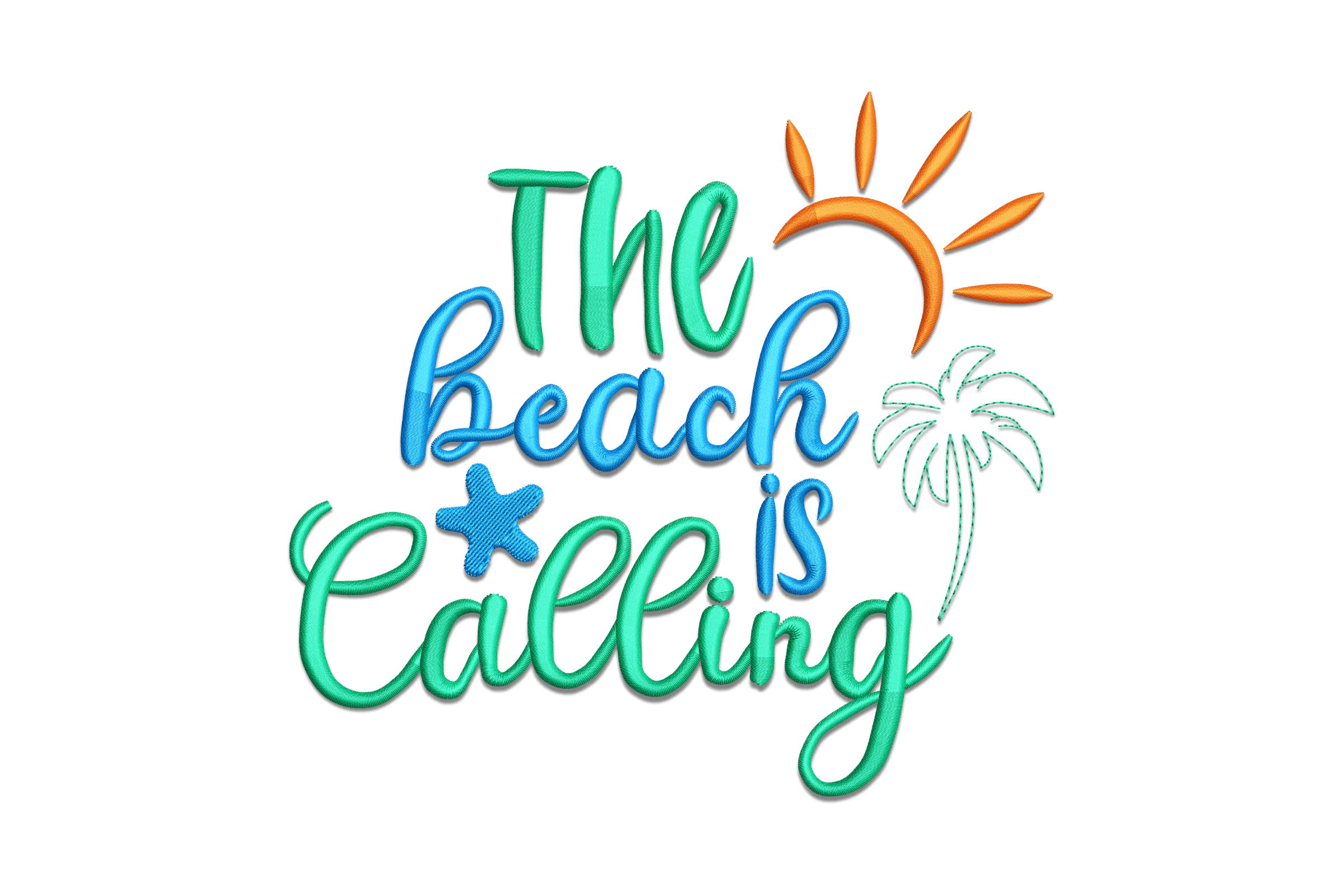 The Beach is Calling- Summer Vacation Embroidery Design