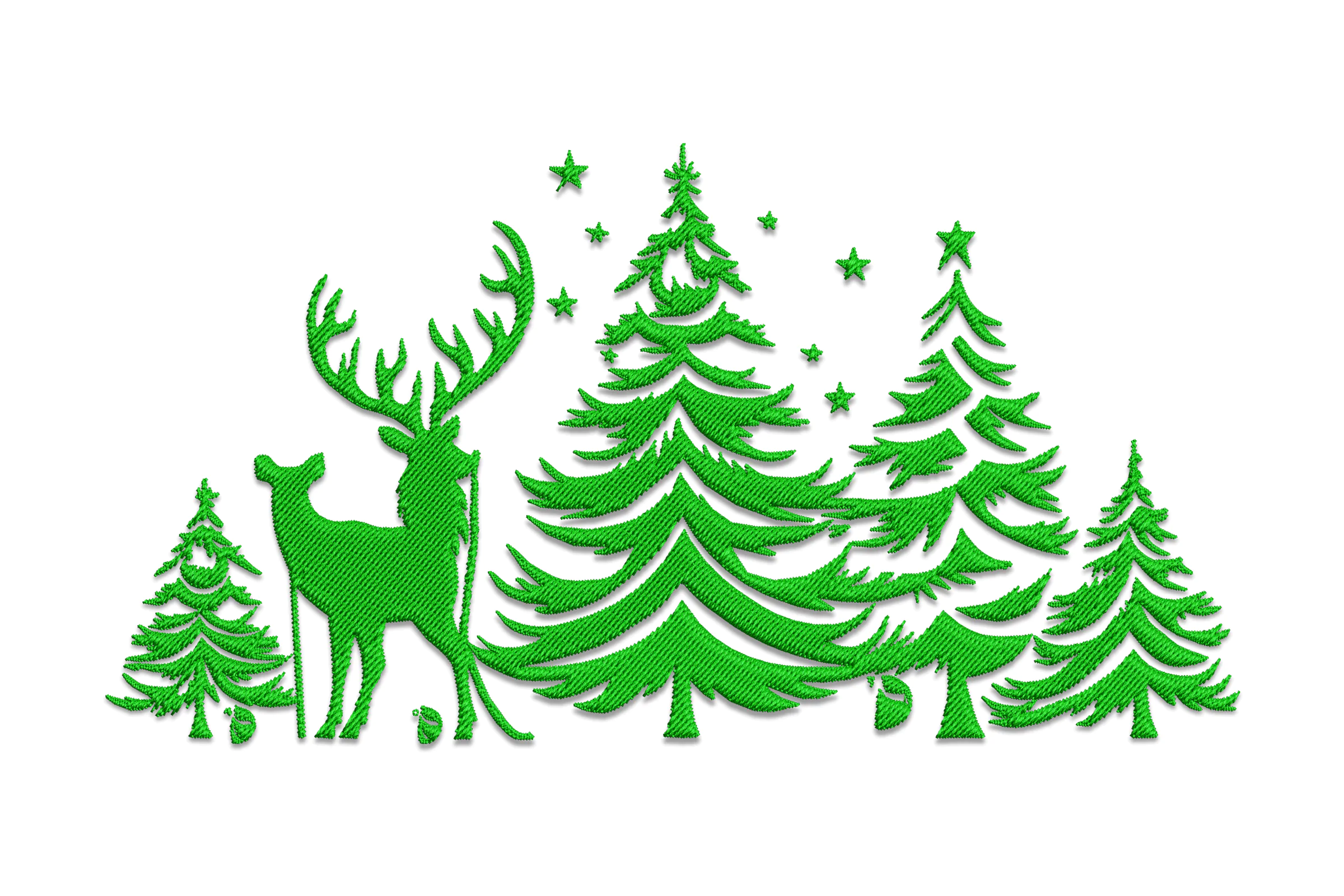 Christmas Forest and Reindeer Embroidery Design