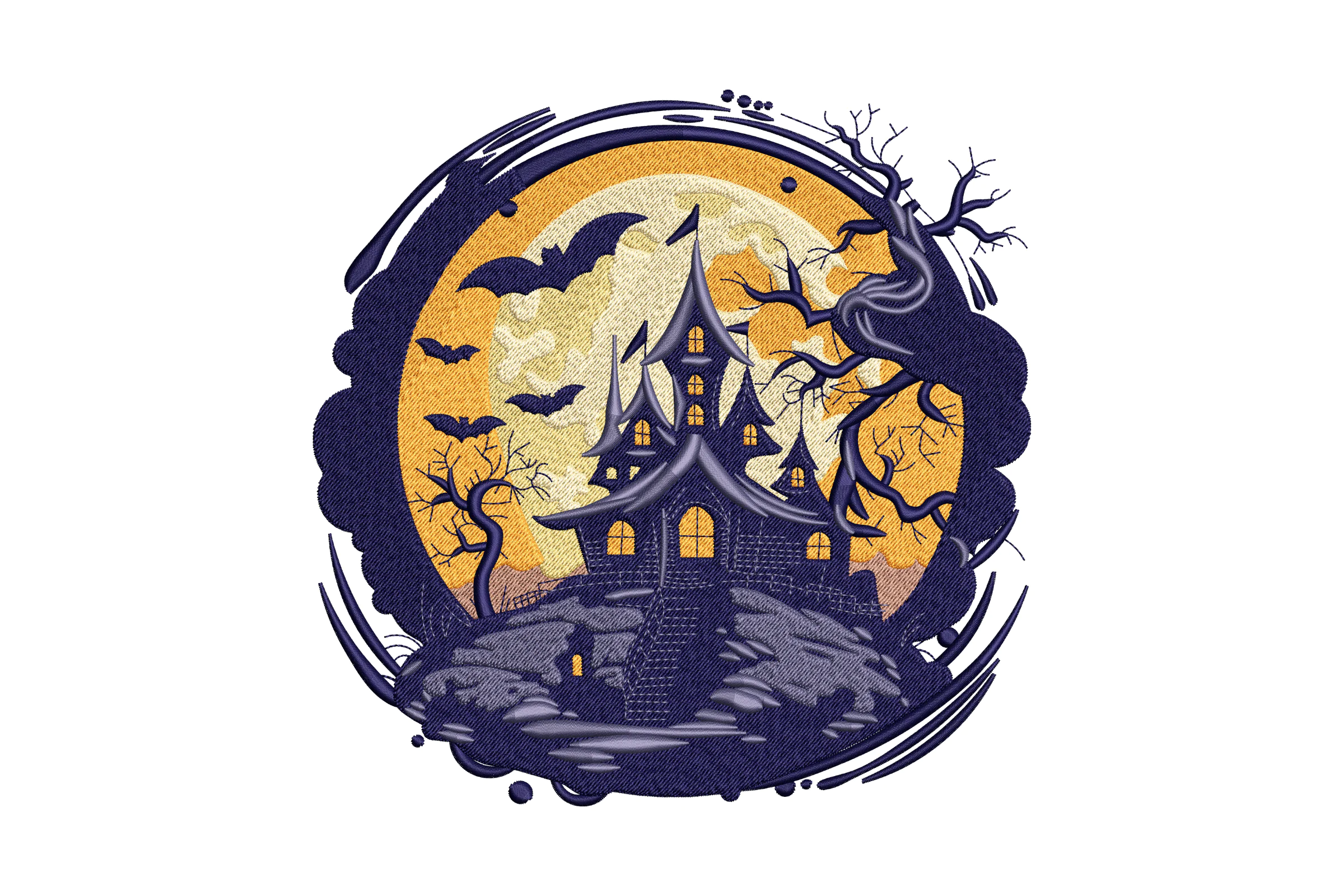 Haunted House Halloween Embroidery Design