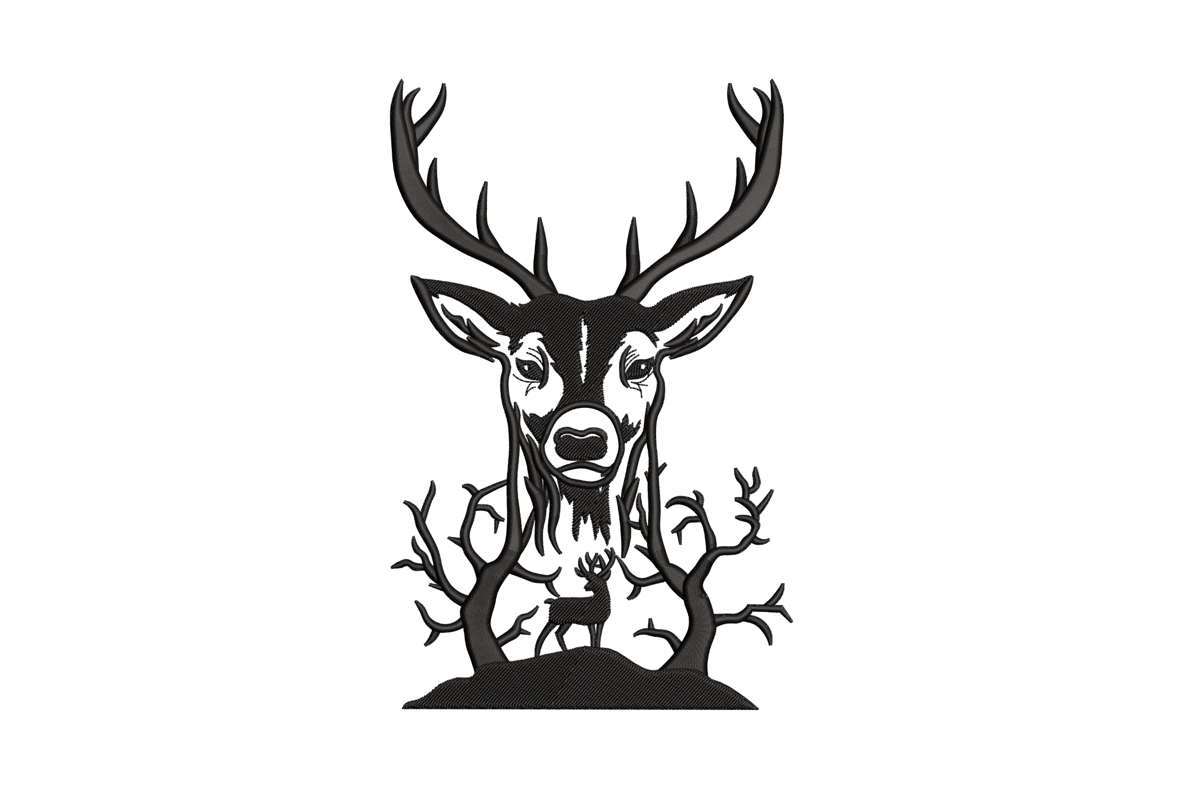 Deer Head Machine Embroidery Design