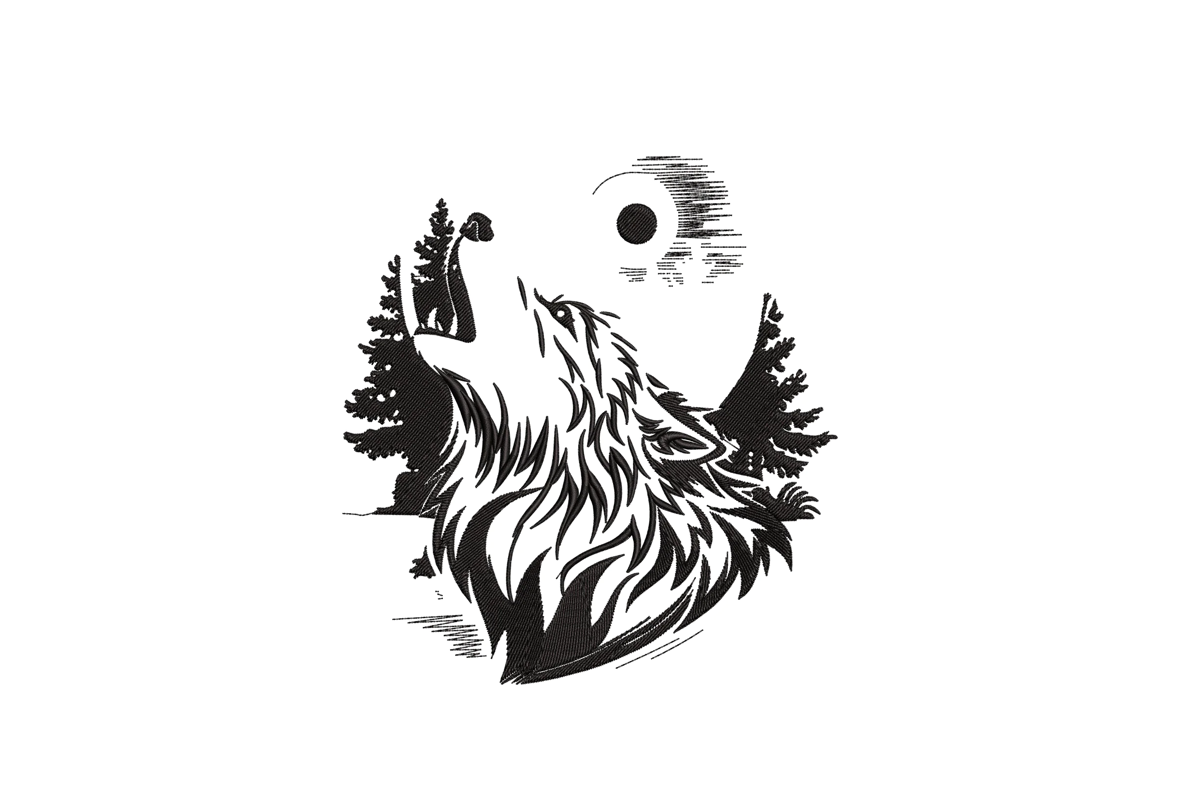Howling Wolf Embroidery Design File