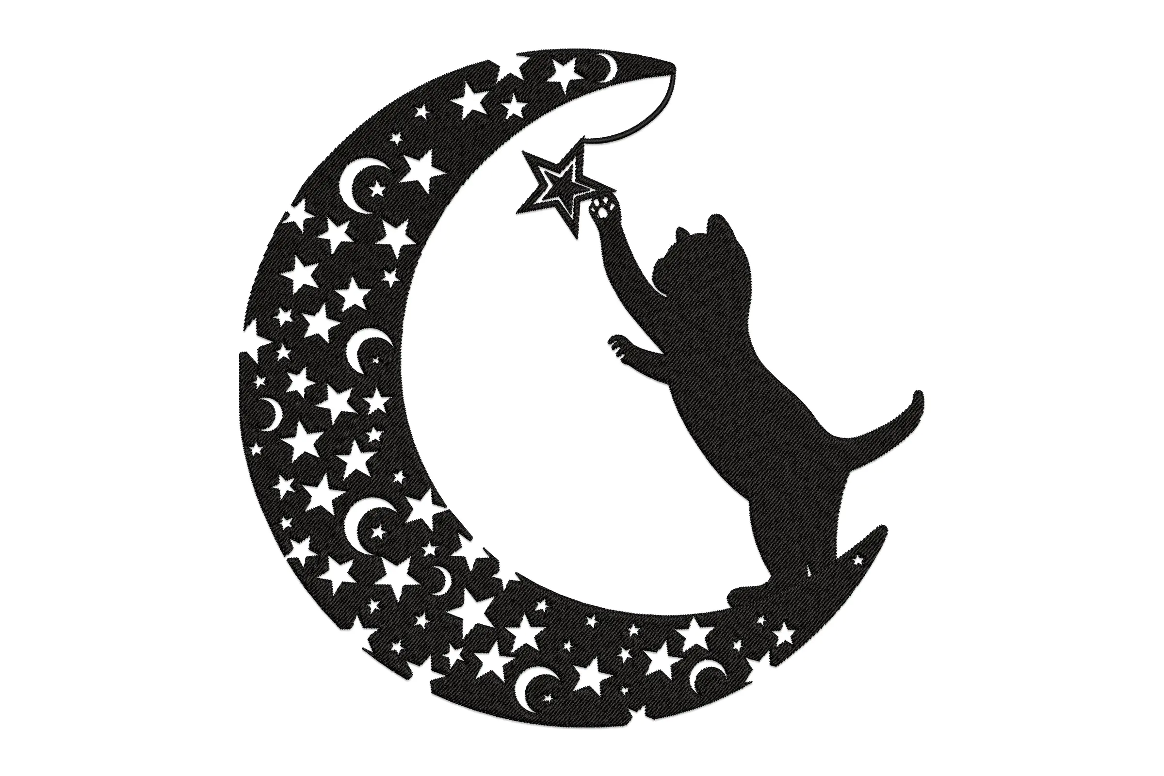 Cat on Moon Embroidery File